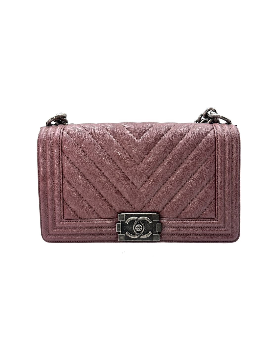 Chanel LeBoy Dark Pink Chevron Quilted Leather Crossbody Bag(26***31) CC1139