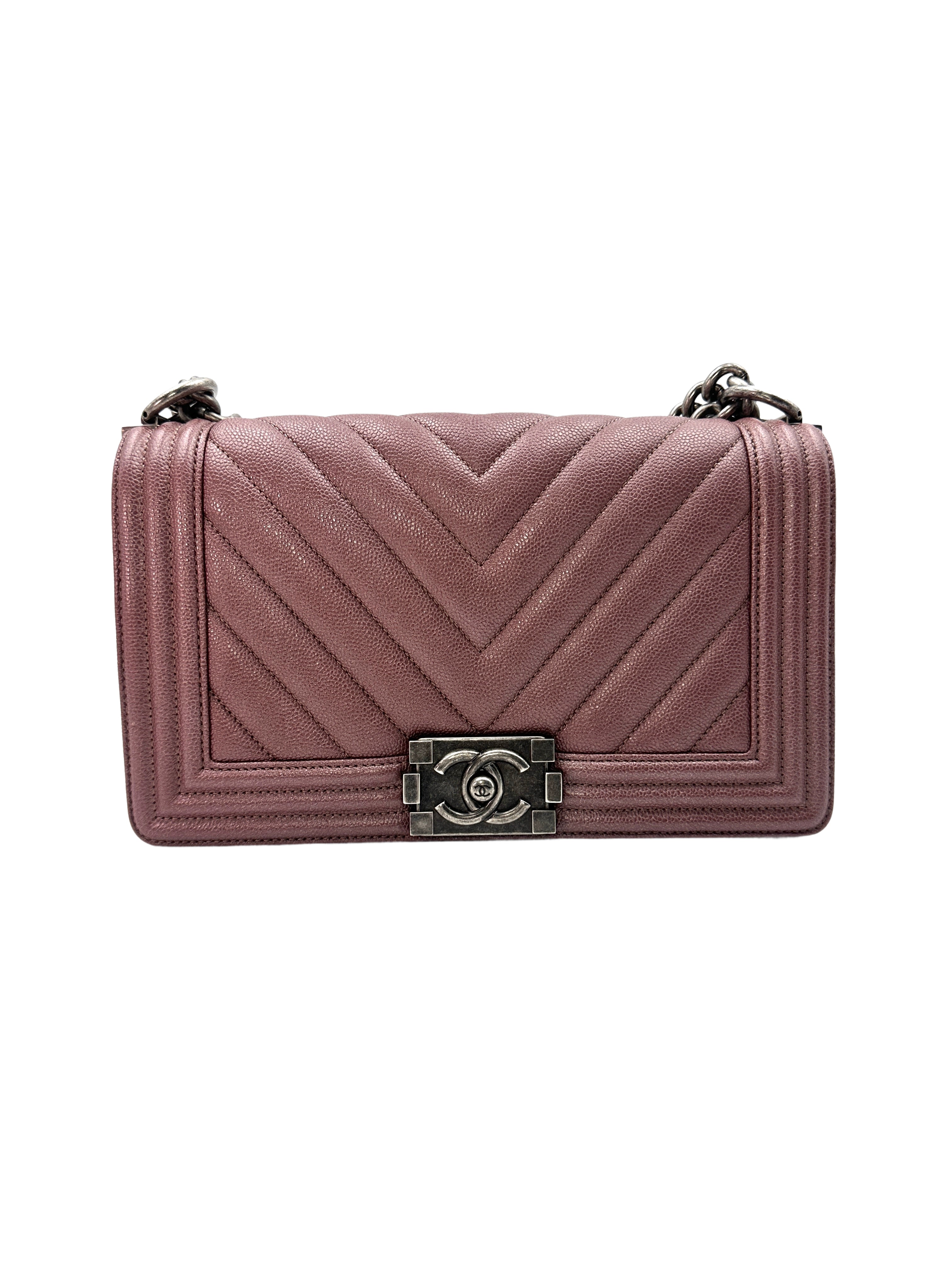 Chanel LeBoy Dark Pink Chevron Quilted Leather Crossbody Bag(26***31) CC1139