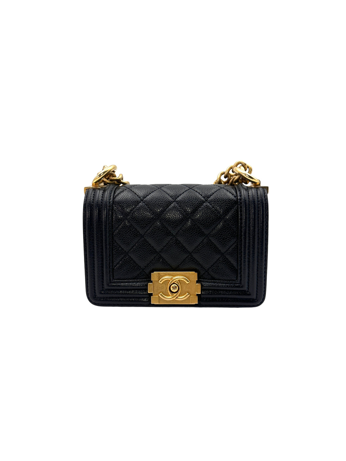 Chanel Mini LeBoy Black Quilted Leather Crossbody Bag WIth Chain(T5***XA) CC1191