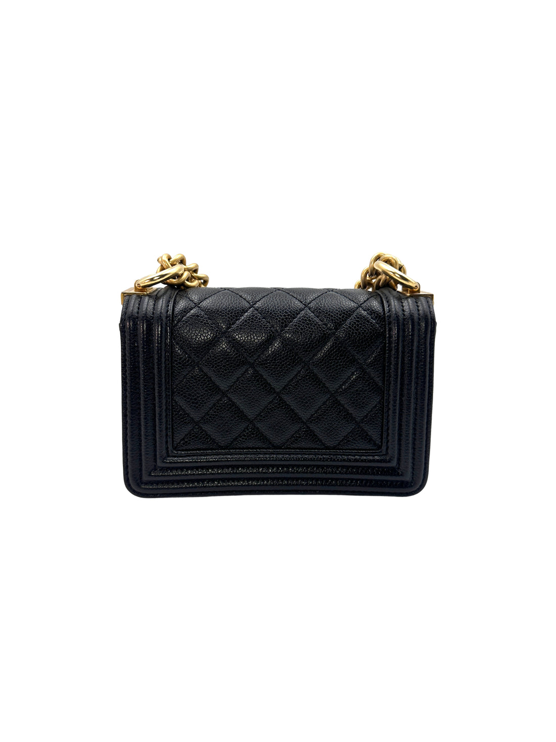 Chanel Mini LeBoy Black Quilted Leather Crossbody Bag WIth Chain(T5***XA) CC1191