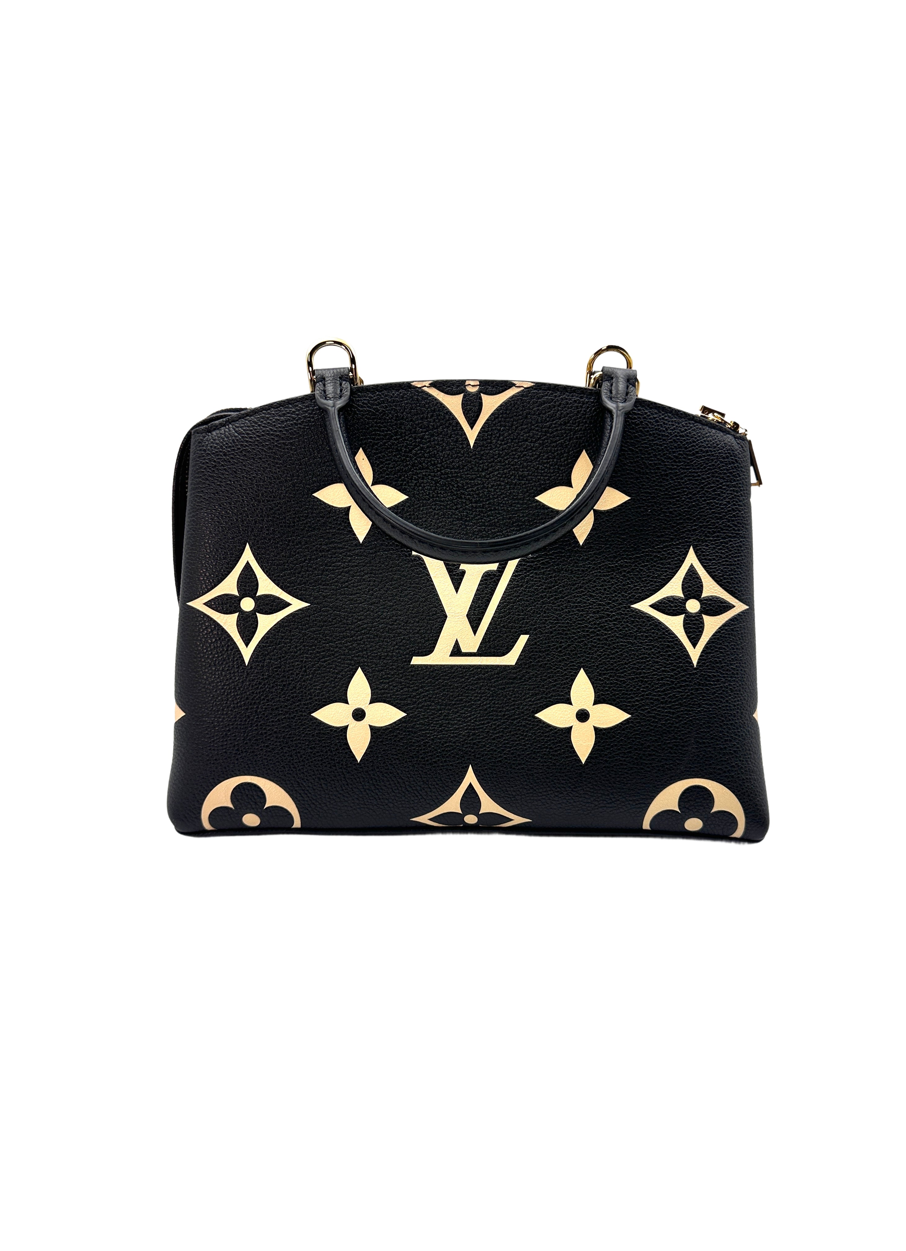 Louis Vuitton Petit Palais PM Black Beige Bicolor Monogram Handle Bag LV1688