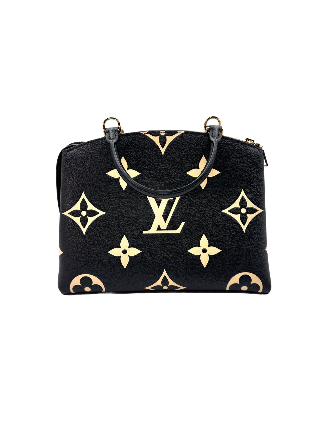 Louis Vuitton Petit Palais PM Black Beige Bicolor Monogram Handle Bag LV1688