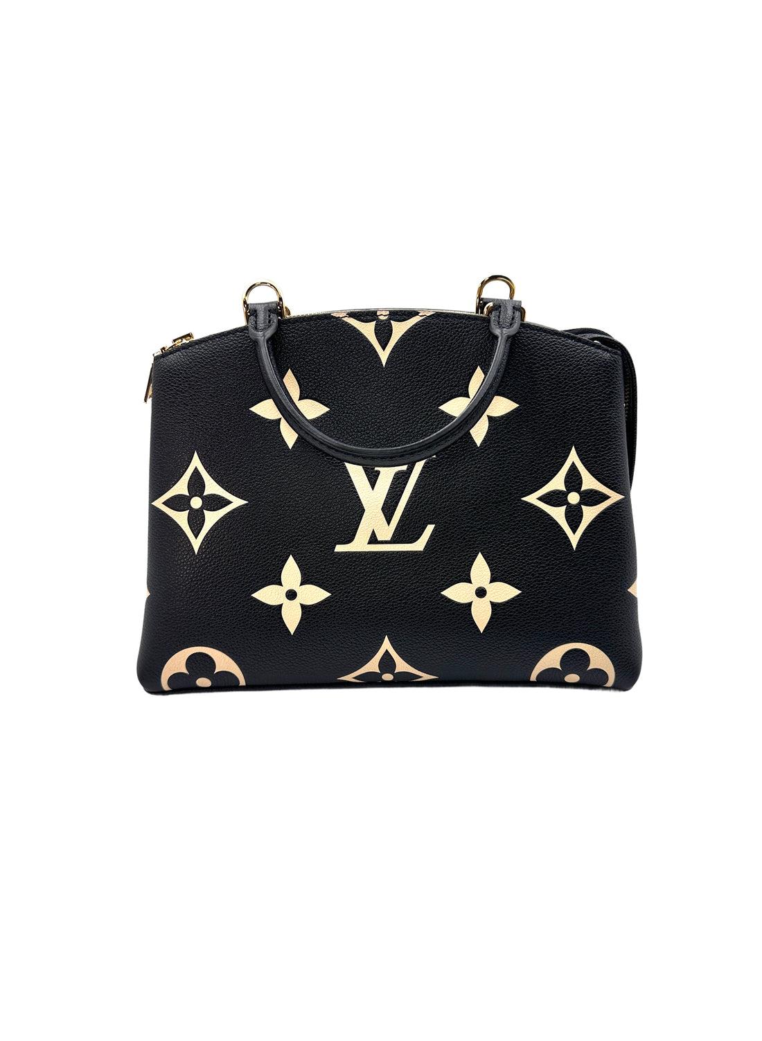 Louis Vuitton Petit Palais PM Black Beige Bicolor Monogram Handle Bag LV1688