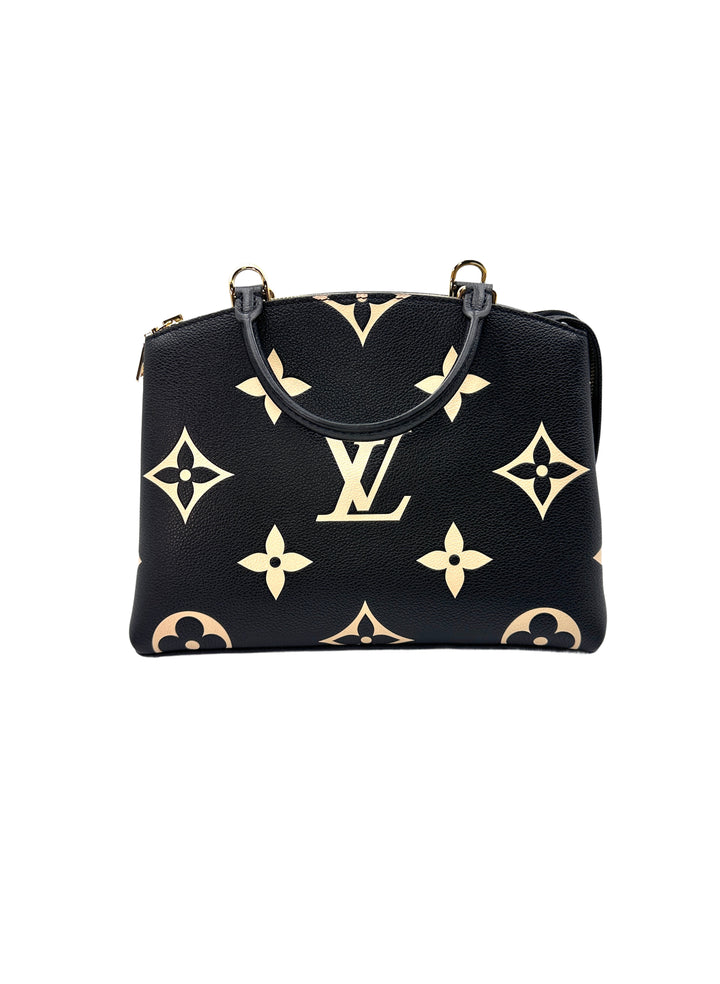 Louis Vuitton Petit Palais PM Black Beige Bicolor Monogram Handle Bag LV1688