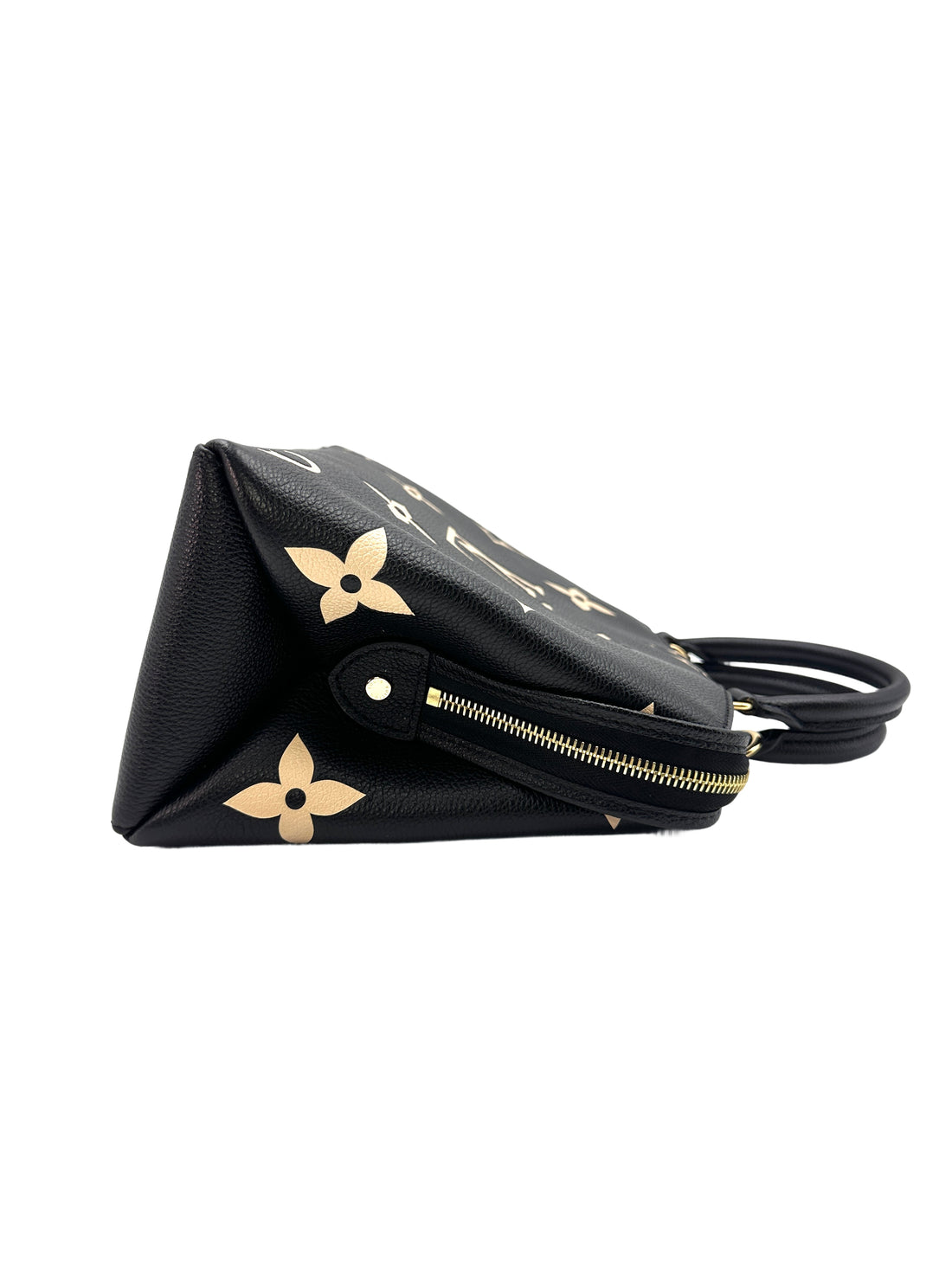 Louis Vuitton Petit Palais PM Black Beige Bicolor Monogram Handle Bag LV1688