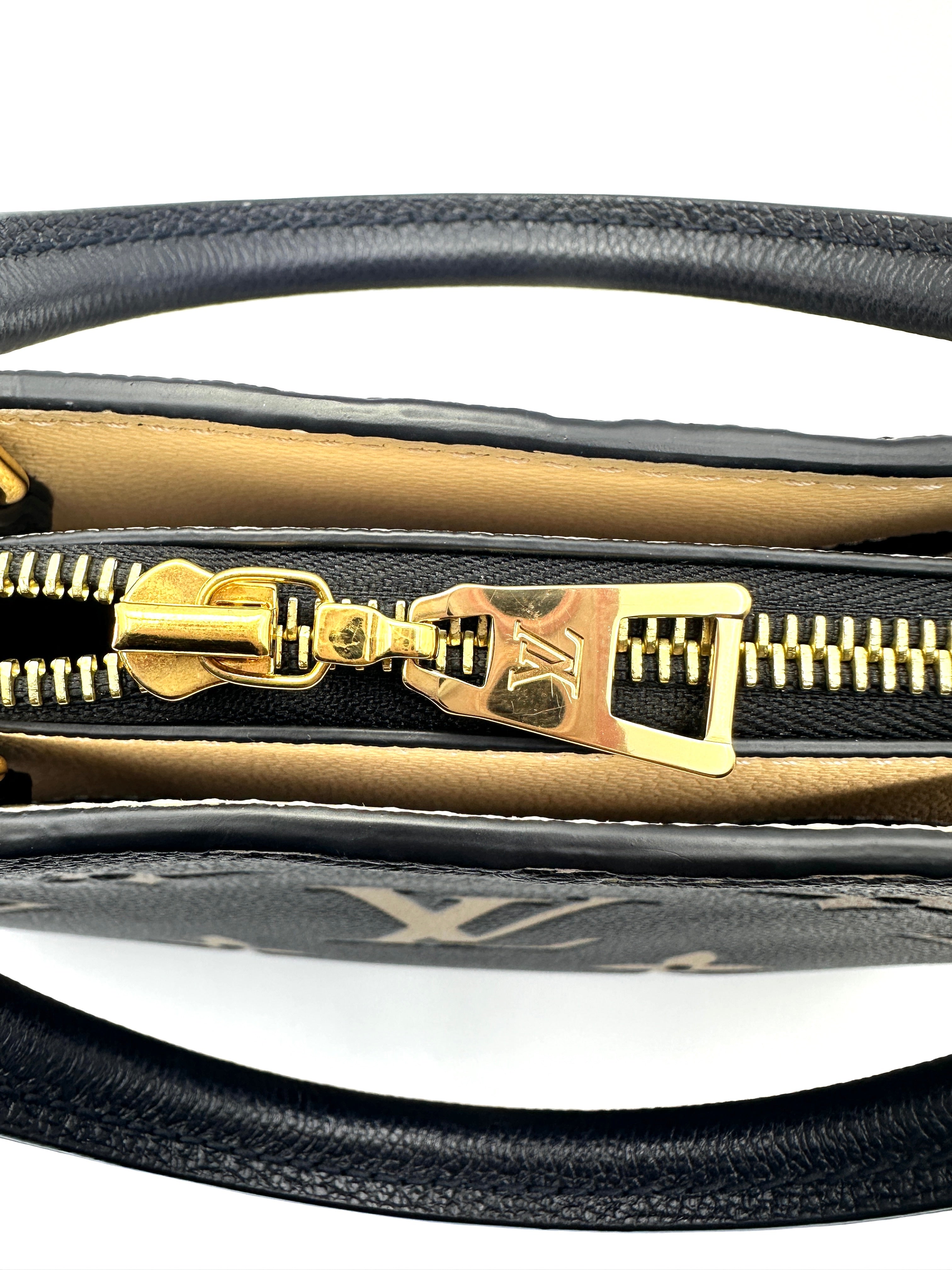 Louis Vuitton Petit Palais PM Black Beige Bicolor Monogram Handle Bag LV1688