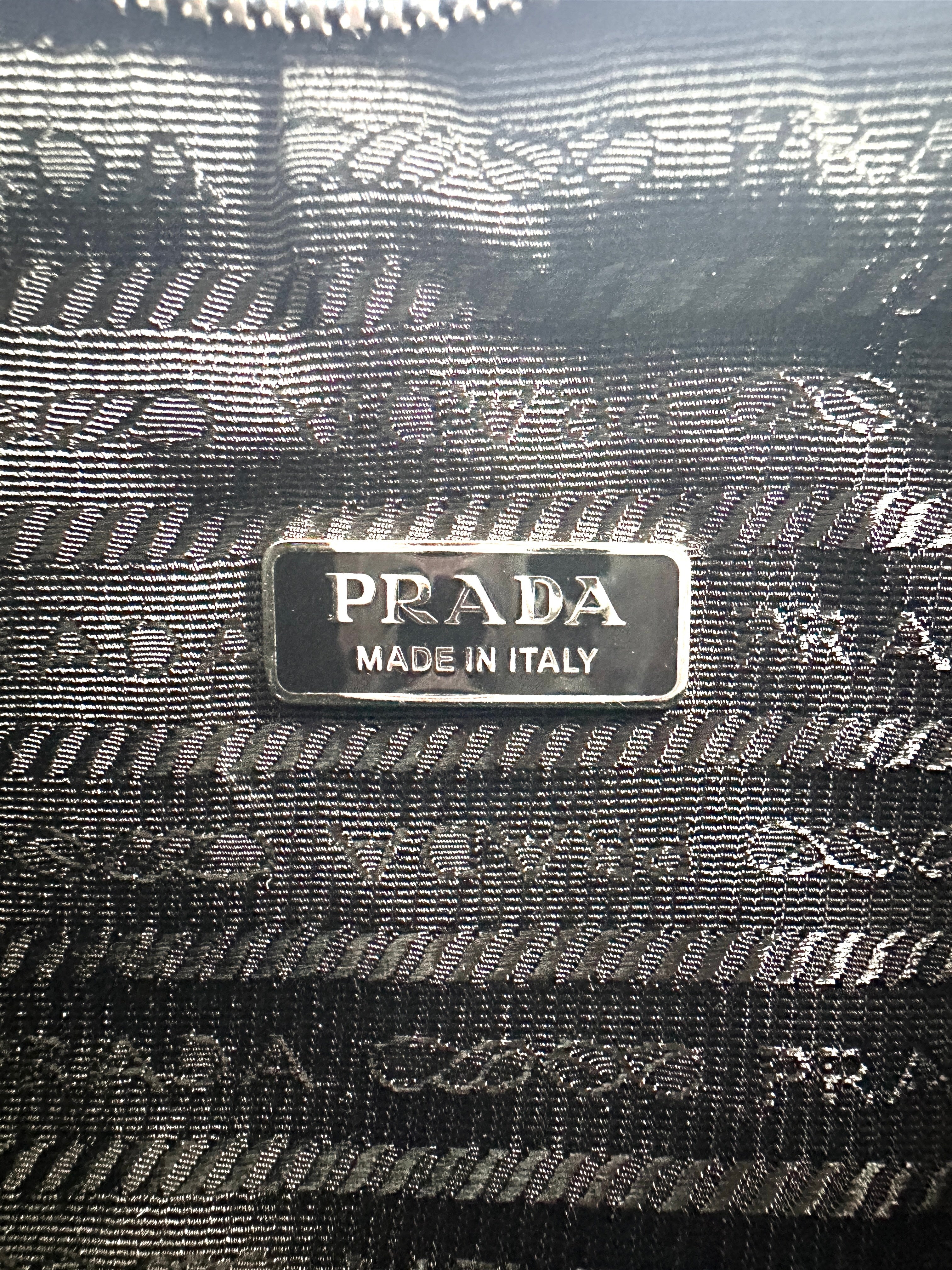 Prada Re-Edition 2000 Blue Terry Cloth Hobo Shoulder Bag With Logo PR177