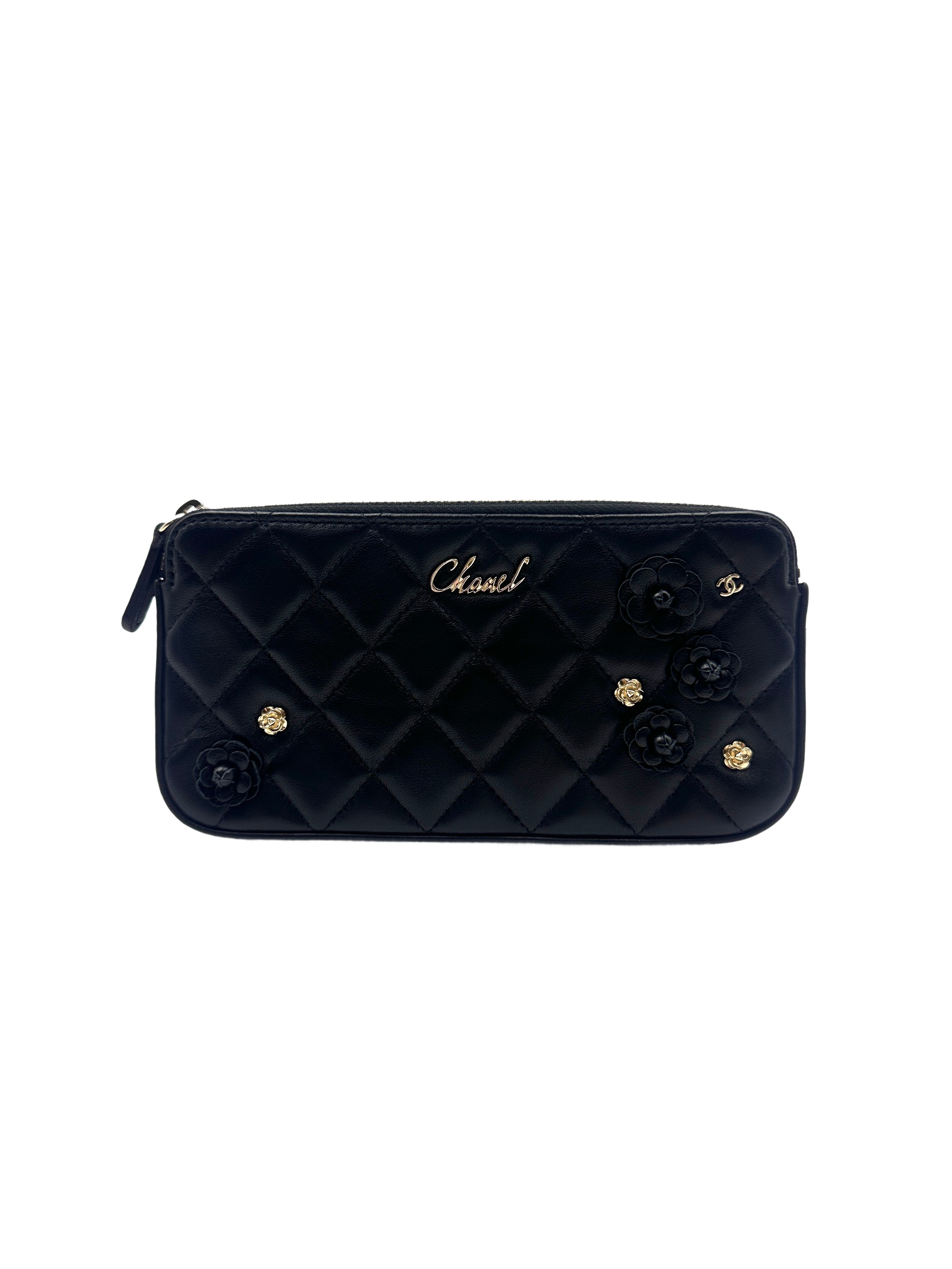 Chanel Camellia Black Quilted Leather Wallet On Chain Shoulder Bag(27***83) CC1193