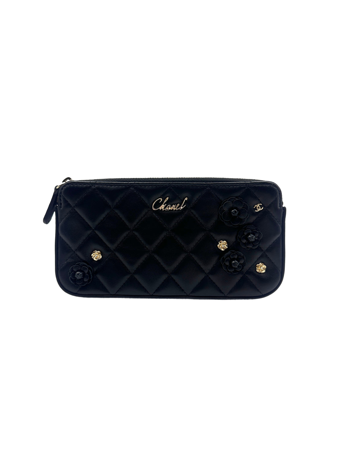 Chanel Camellia Black Quilted Leather Wallet On Chain Shoulder Bag(27***83) CC1193
