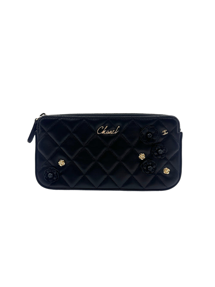 Chanel Camellia Black Quilted Leather Wallet On Chain Shoulder Bag(27***83) CC1193