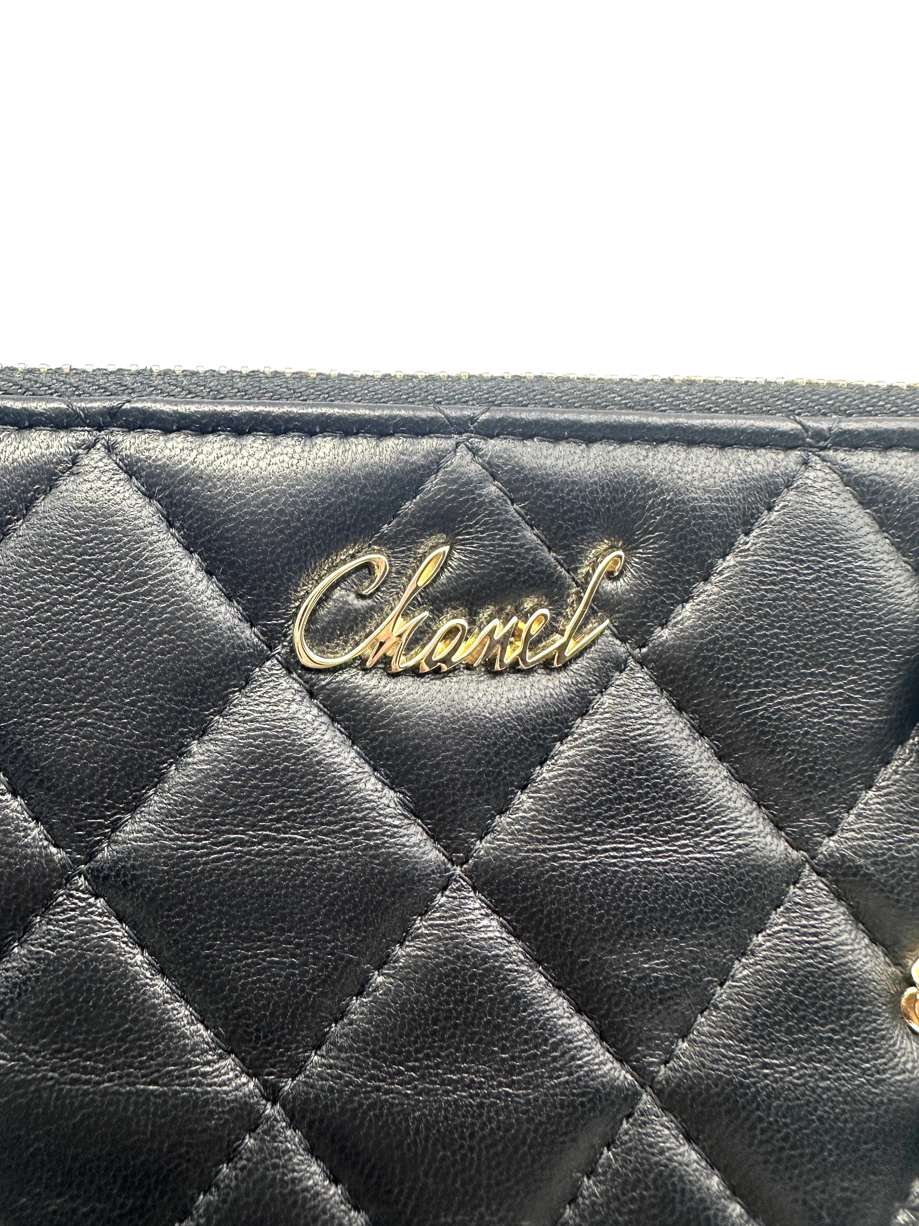 Chanel Camellia Black Quilted Leather Wallet On Chain Shoulder Bag(27***83) CC1193