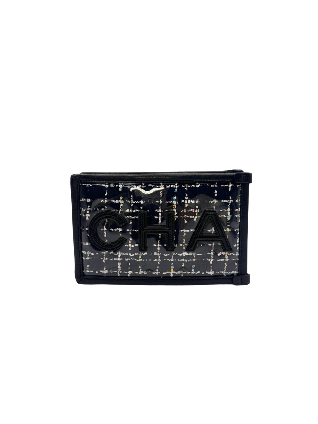 Chanel Black Tweed PVC Logo Chain Shoulder Bag(28***15) CC1195