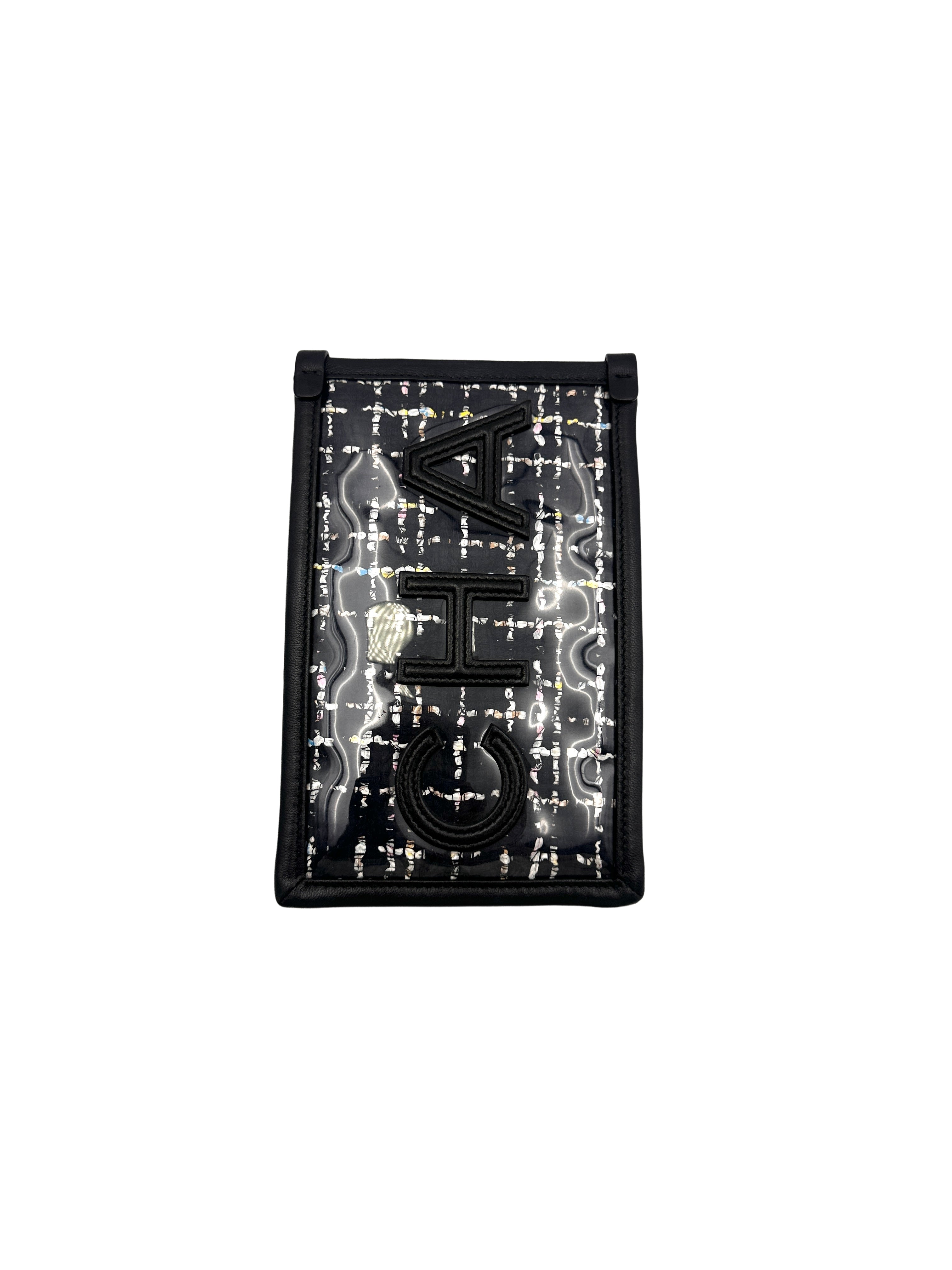 Chanel Black Tweed PVC Logo Chain Shoulder Bag(28***15) CC1195