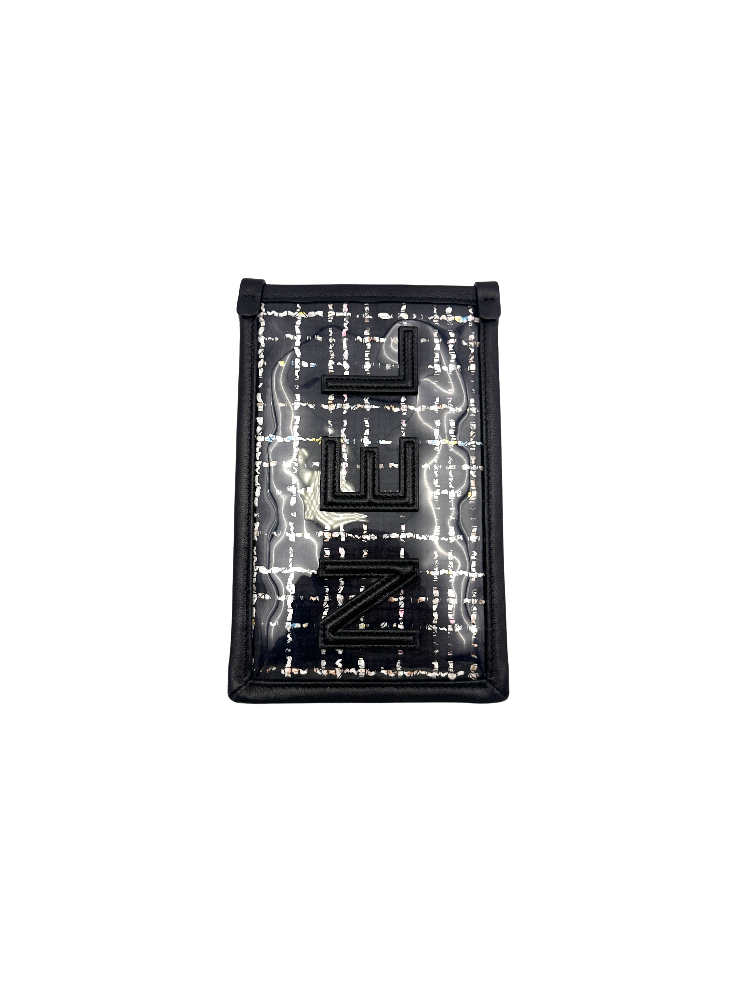 Chanel Black Tweed PVC Logo Chain Shoulder Bag(28***15) CC1195