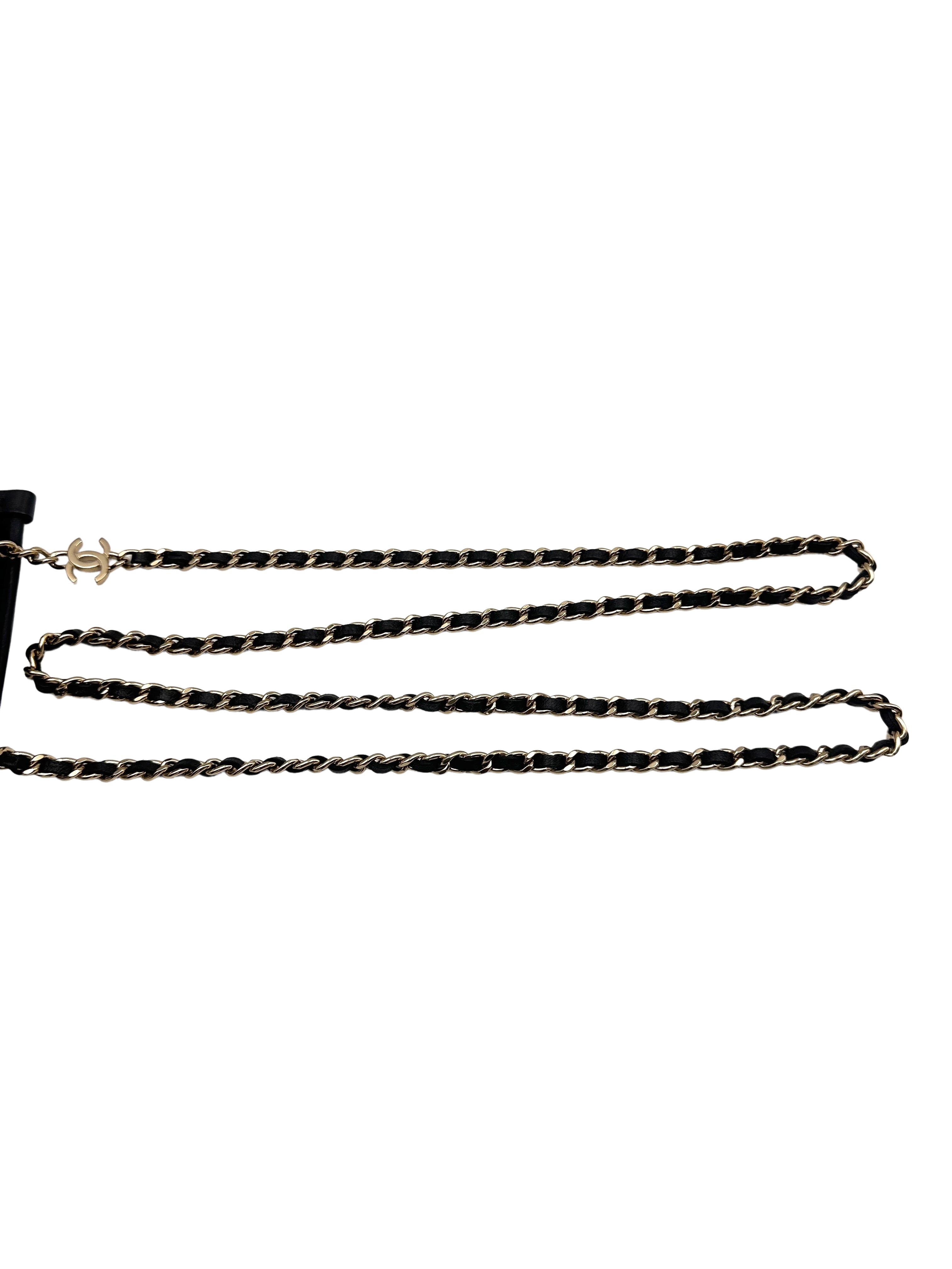 Chanel Black Tweed PVC Logo Chain Shoulder Bag(28***15) CC1195