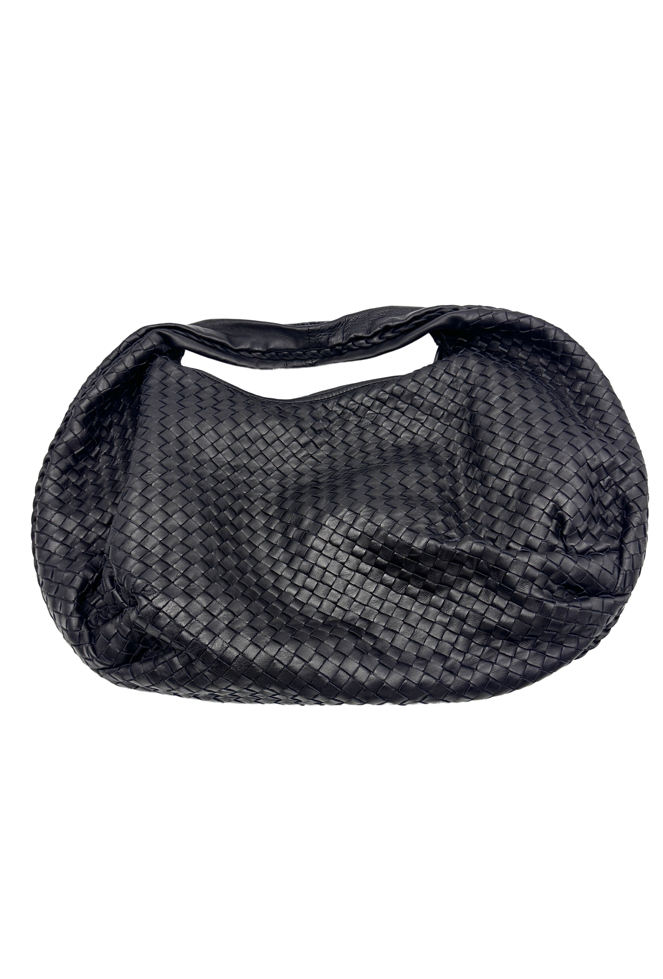 Bottega Veneta Black Large Size Intrecciato Hobo Bag BV90