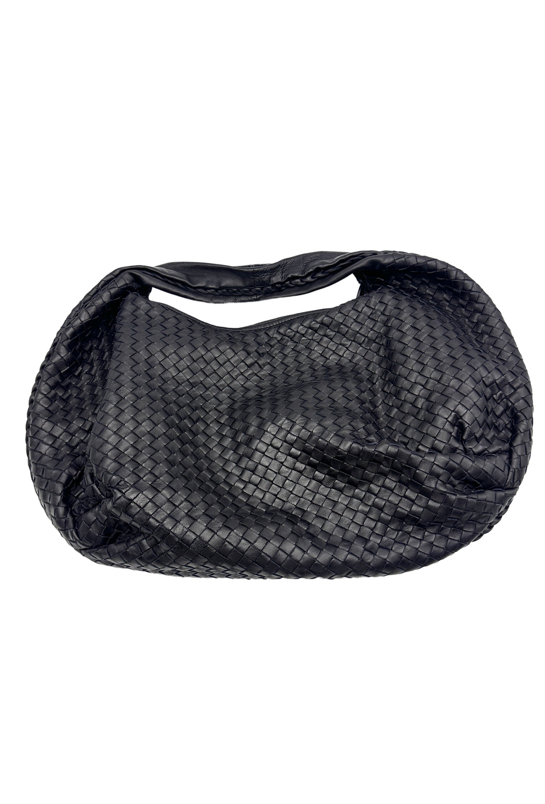 Bottega Veneta Black Large Size Intrecciato Hobo Bag BV90