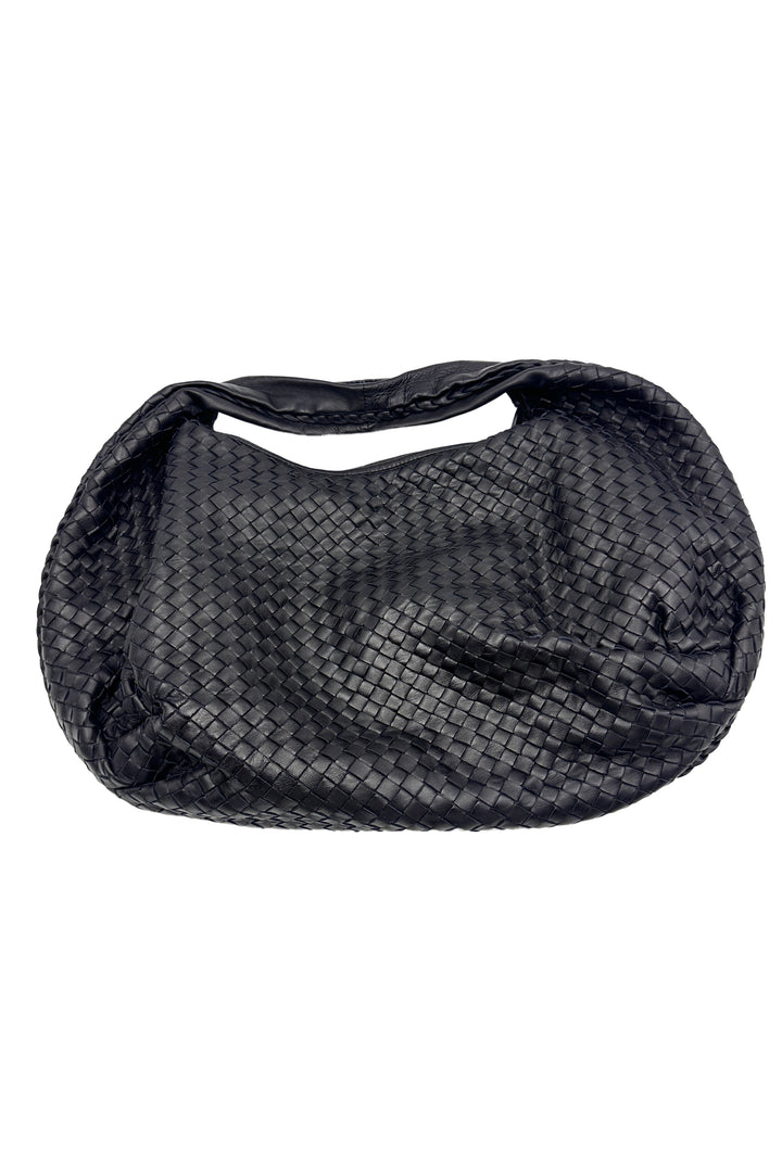 Bottega Veneta Black Large Size Intrecciato Hobo Bag BV90