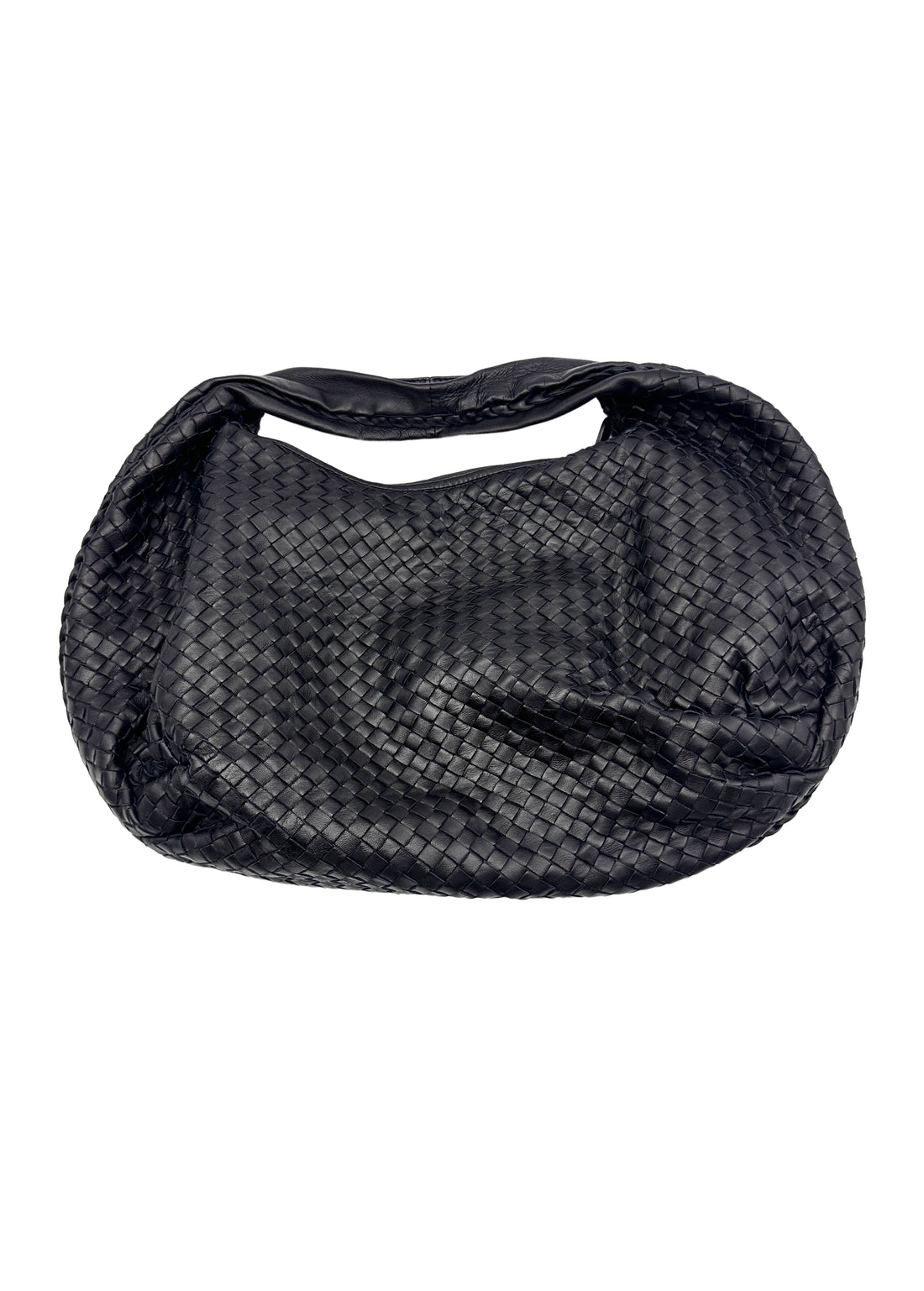 Bottega Veneta Black Large Size Intrecciato Hobo Bag BV90