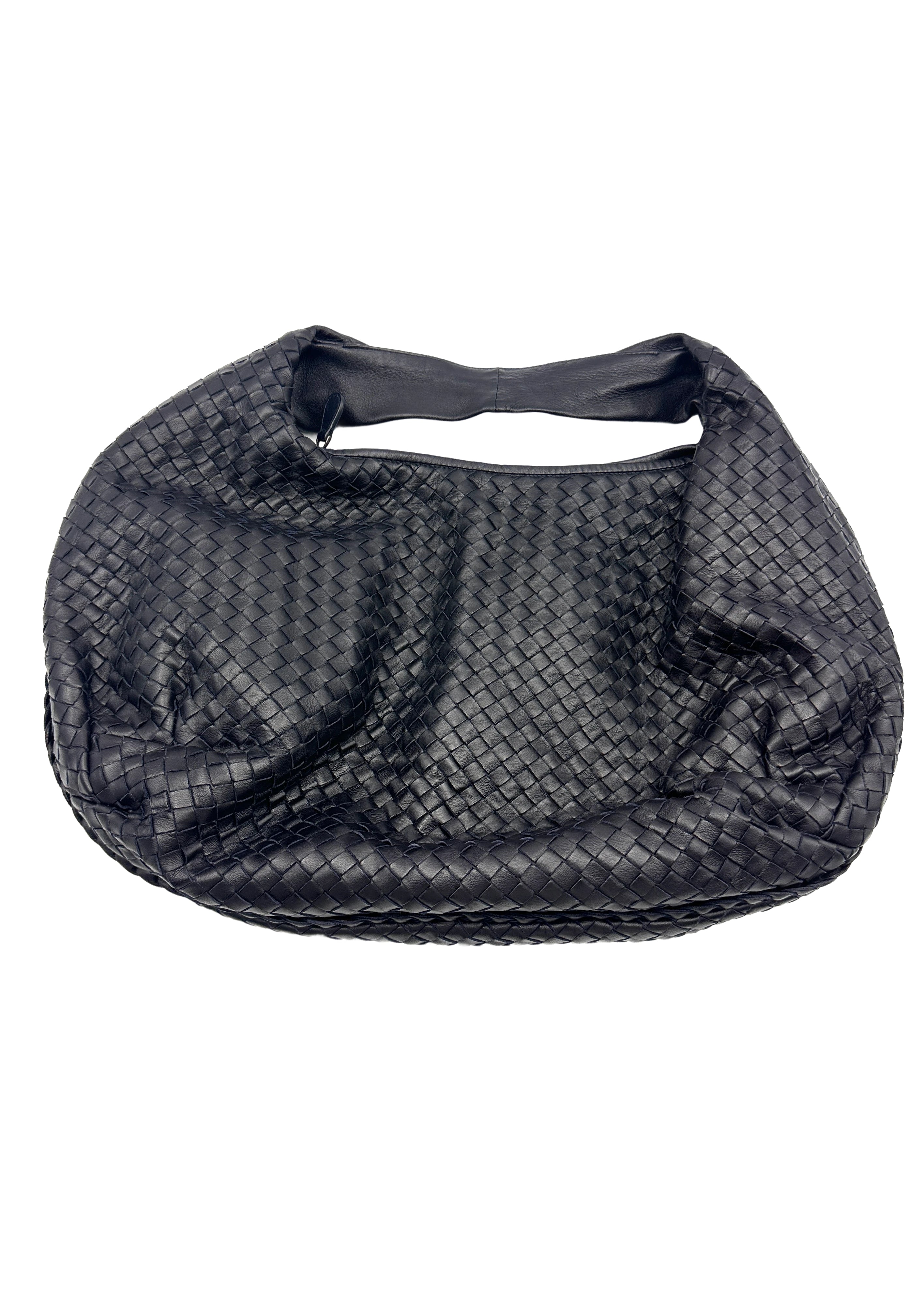 Bottega Veneta Black Large Size Intrecciato Hobo Bag BV90