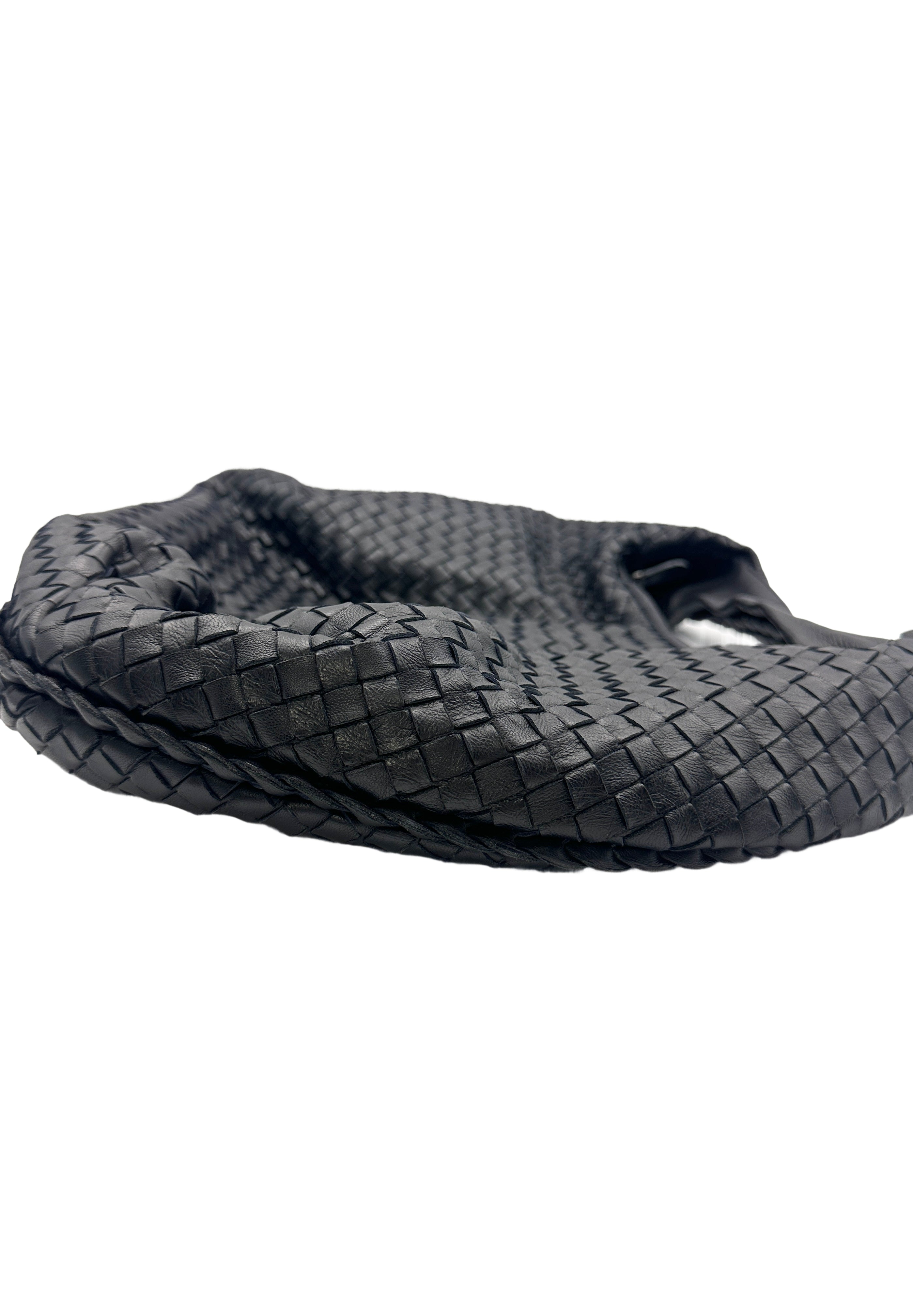 Bottega Veneta Black Large Size Intrecciato Hobo Bag BV90