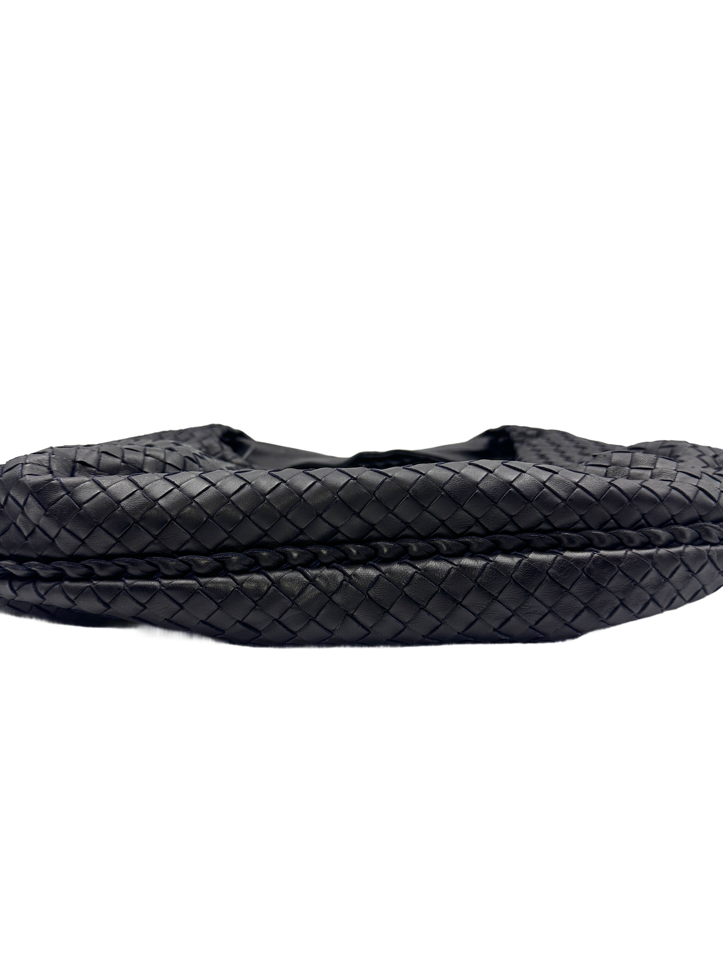 Bottega Veneta Black Large Size Intrecciato Hobo Bag BV90