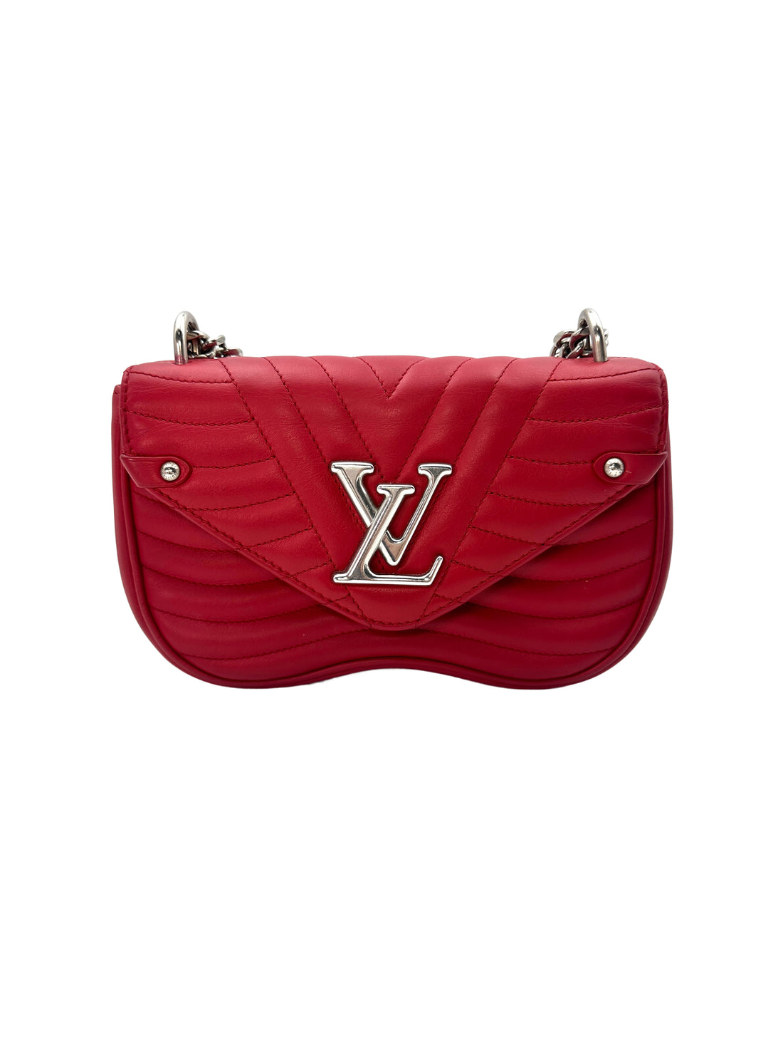 Louis Vuitton New Wave Red Chevron Leather Crossbody Bag With Silver Hardware LV1730