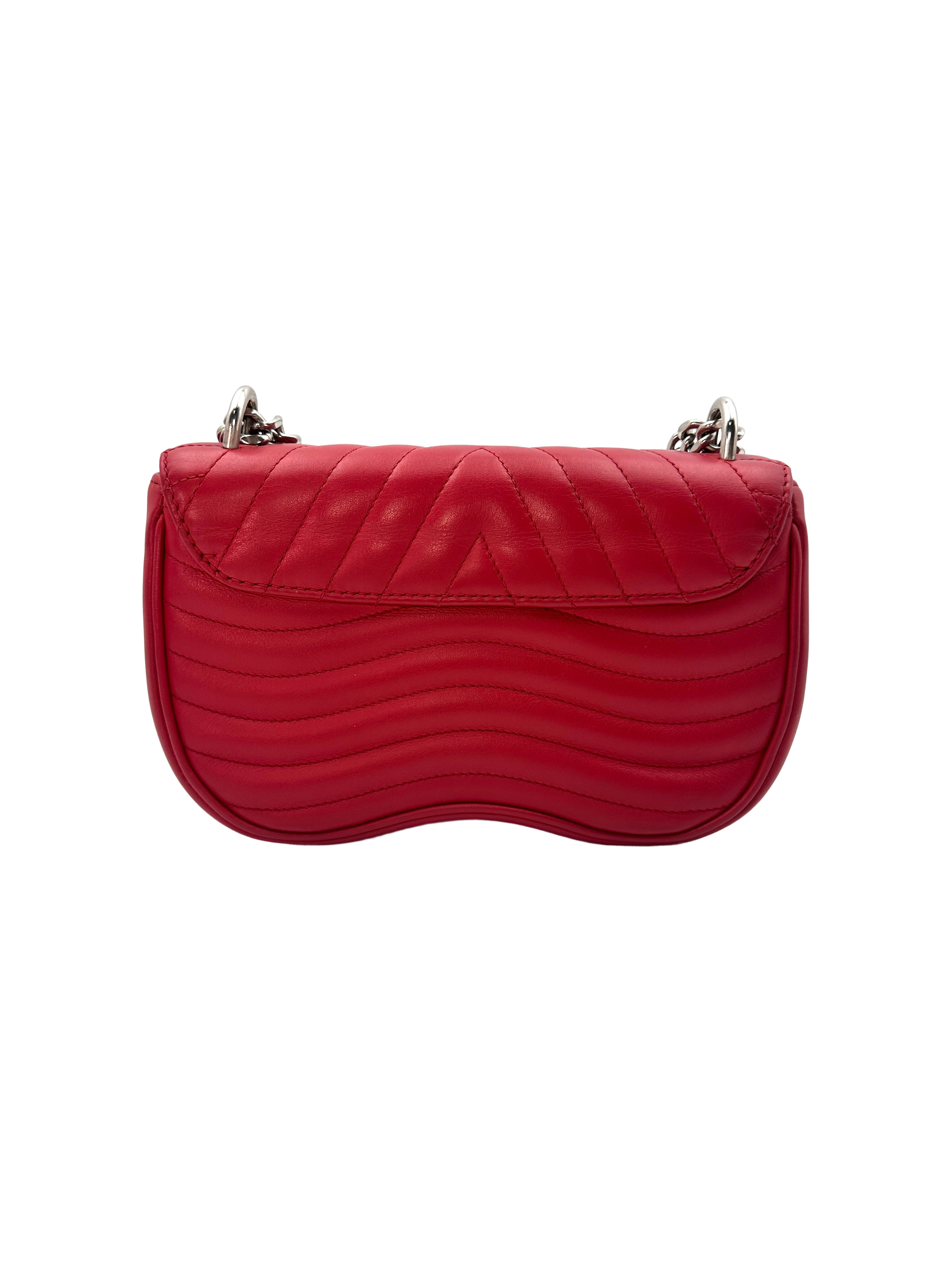 Louis Vuitton New Wave Red Chevron Leather Crossbody Bag With Silver Hardware LV1730