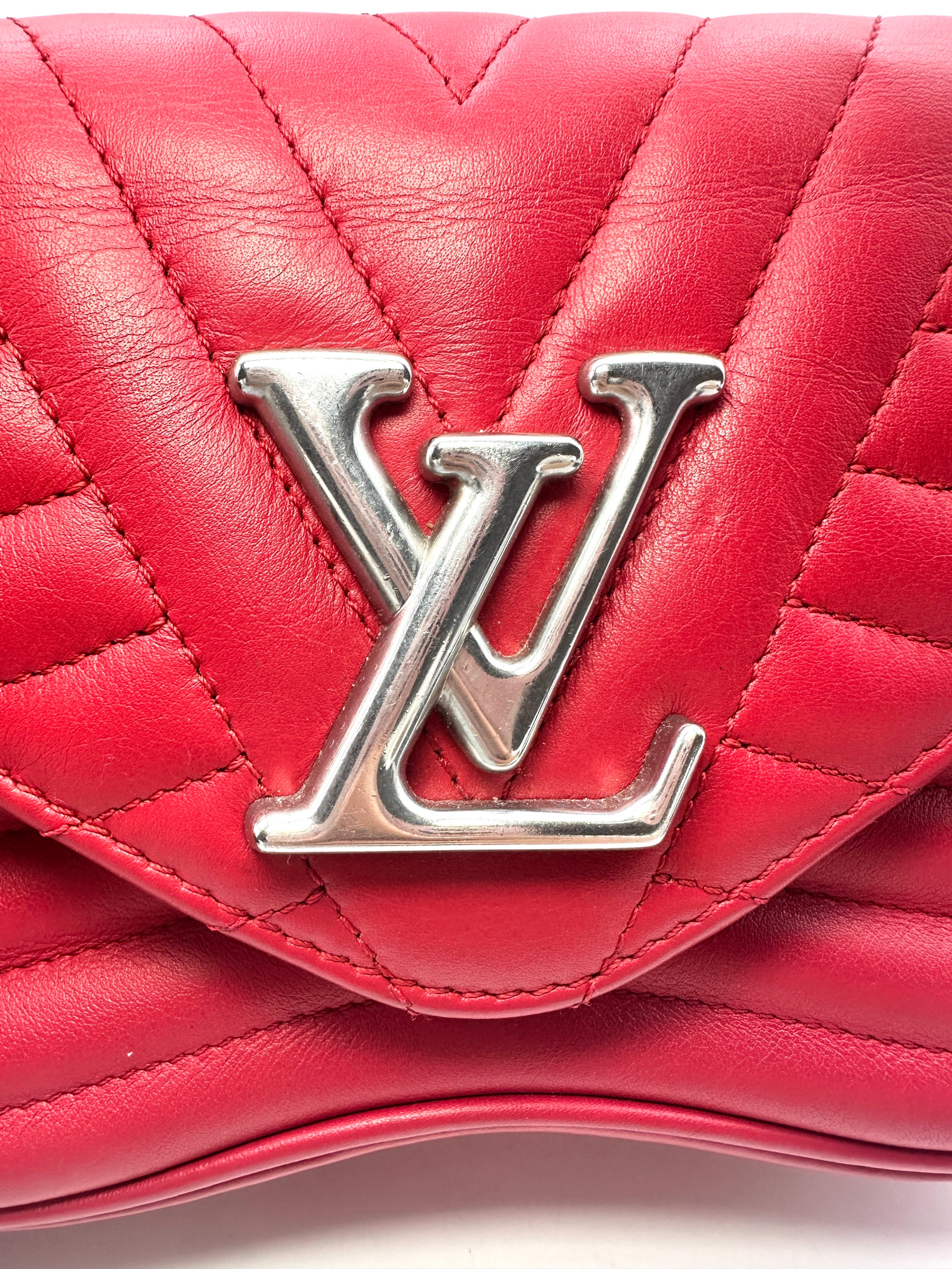Louis Vuitton New Wave Red Chevron Leather Crossbody Bag With Silver Hardware LV1730