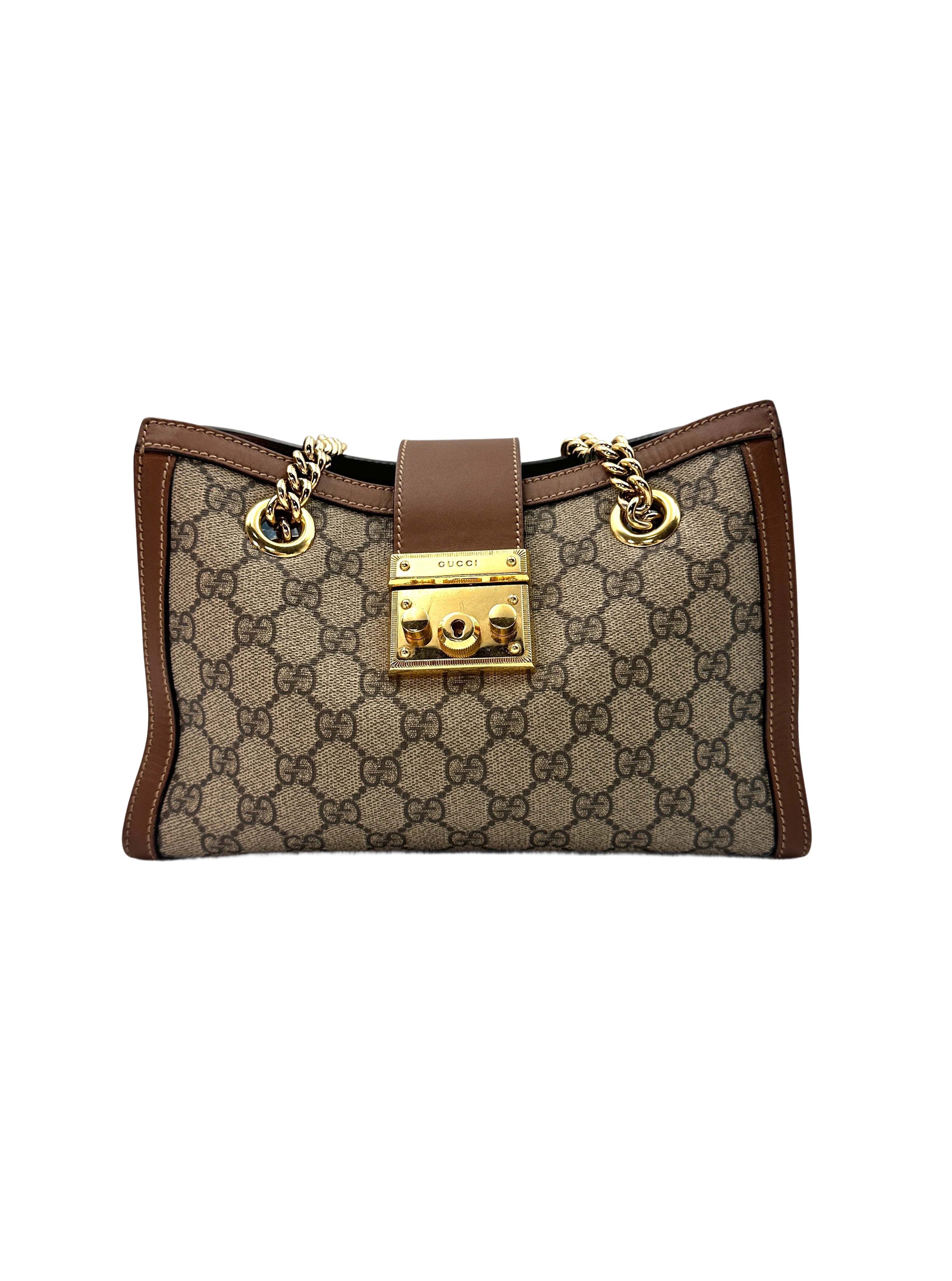 Gucci Padlock Brown GG Supreme Tote Shoulder Bag GG616