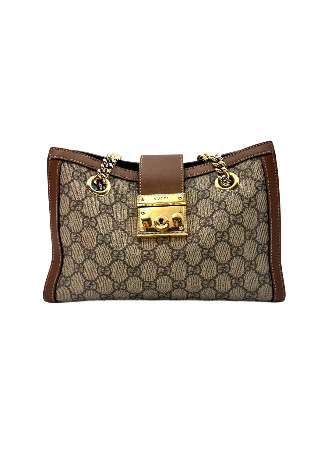 Gucci Padlock Brown GG Supreme Tote Shoulder Bag GG616