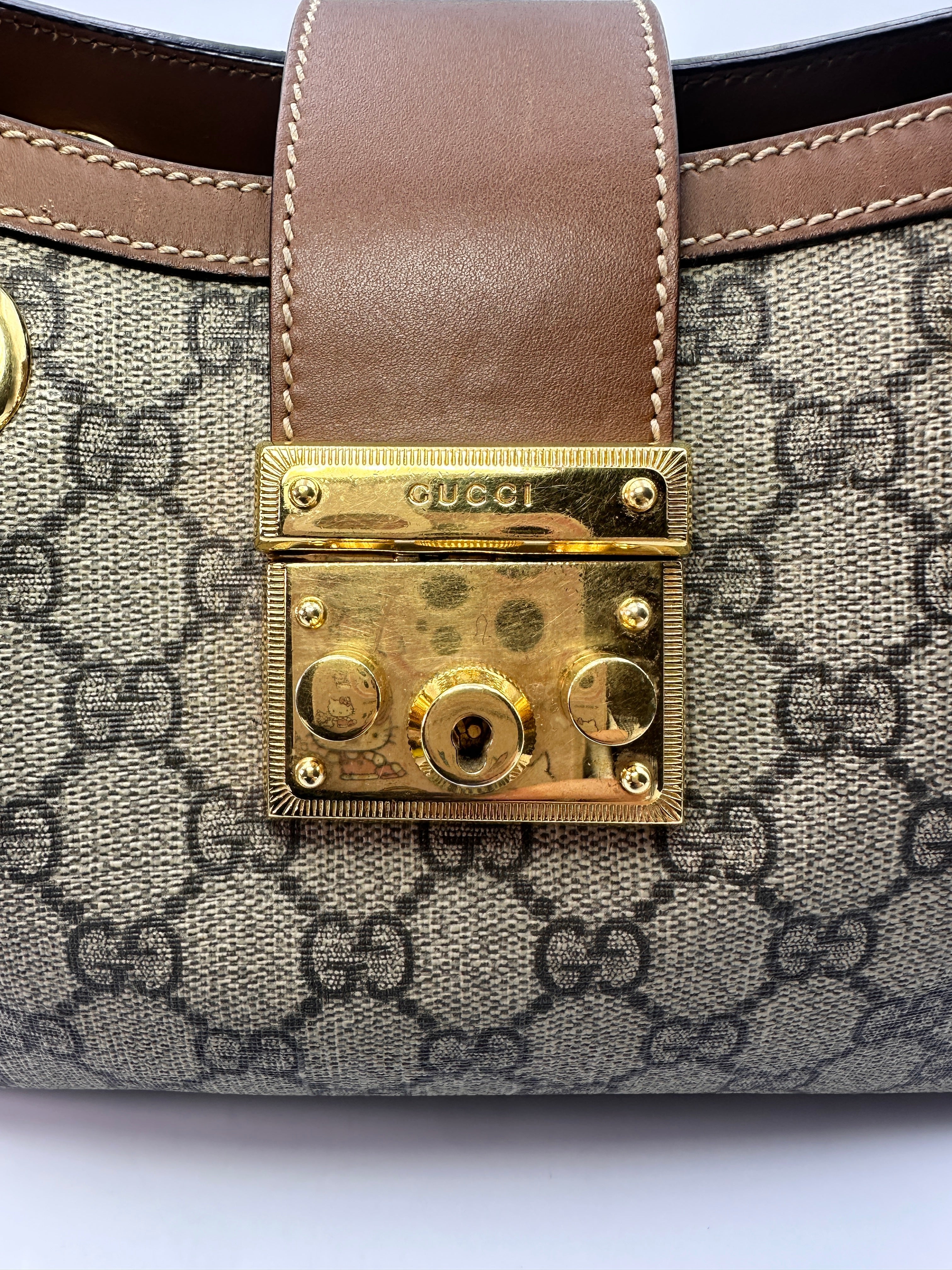 Gucci Padlock Brown GG Supreme Tote Shoulder Bag GG616