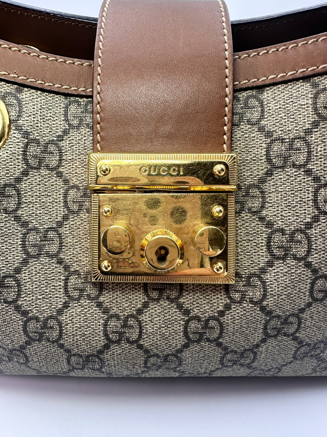 Gucci Padlock Brown GG Supreme Tote Shoulder Bag GG616