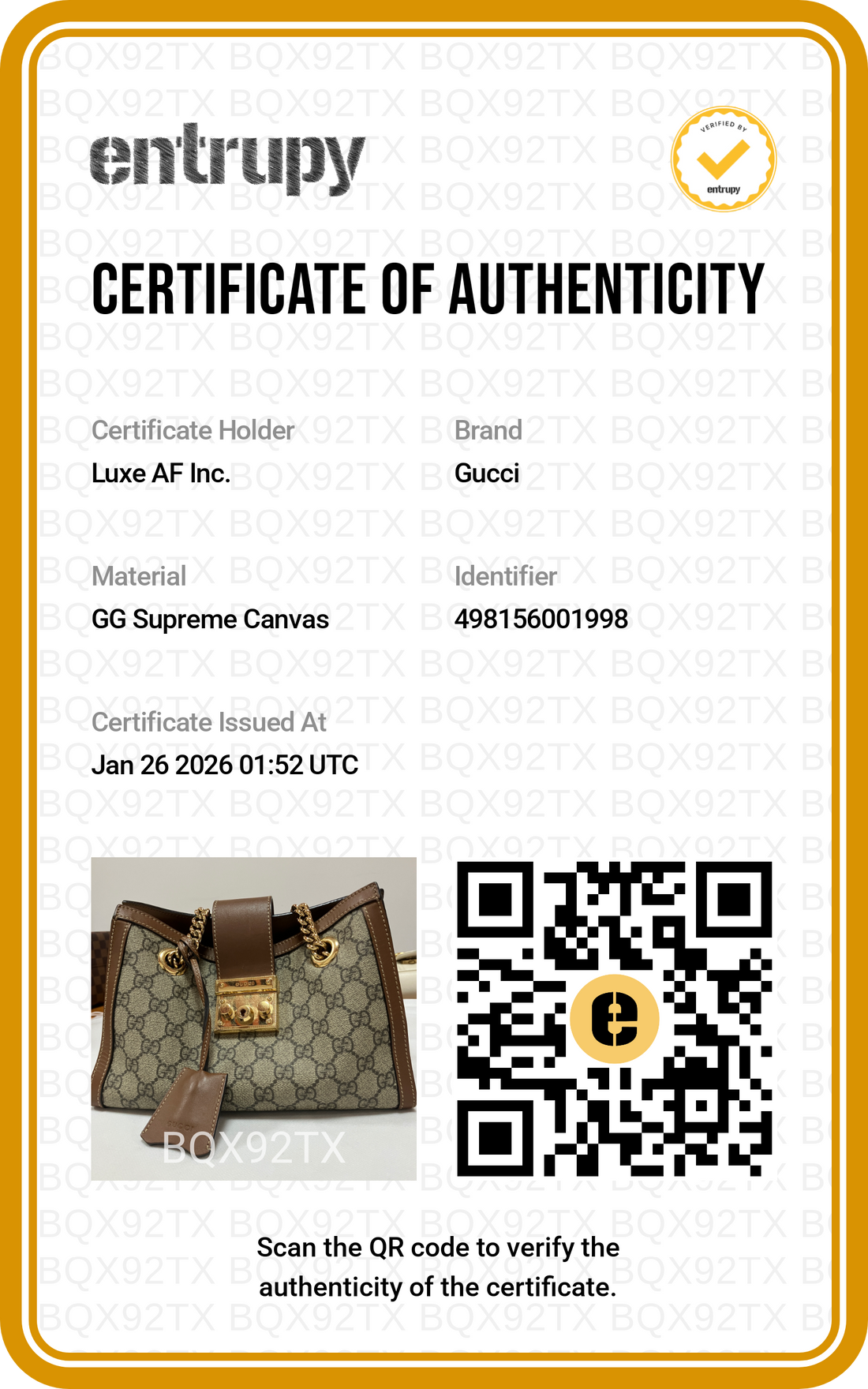 Gucci Padlock Brown GG Supreme Tote Shoulder Bag GG616
