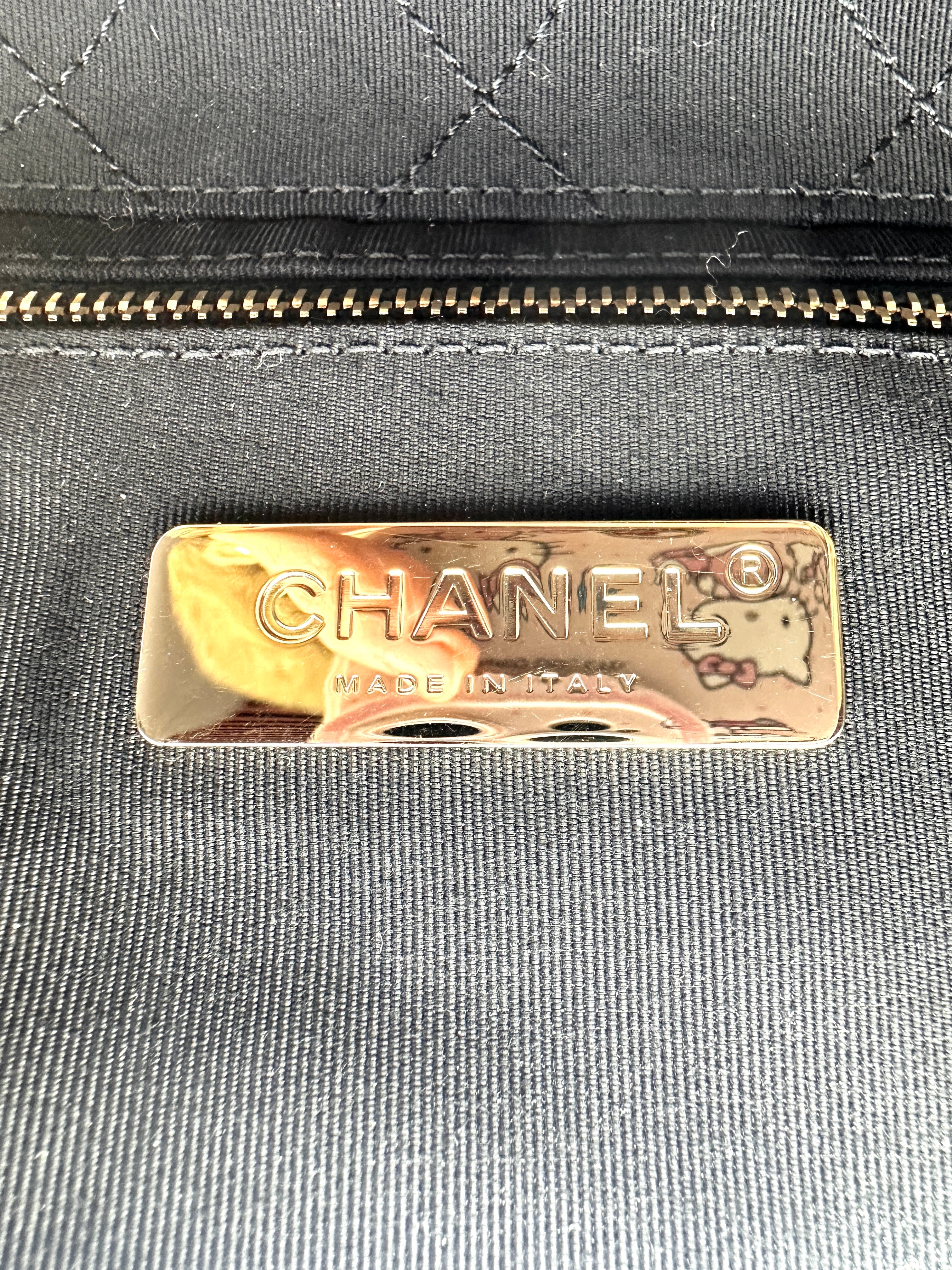 Chanel Black/Beige Shearling CC Mania Lambskin Flap Chain Bag(28***05) CC1204