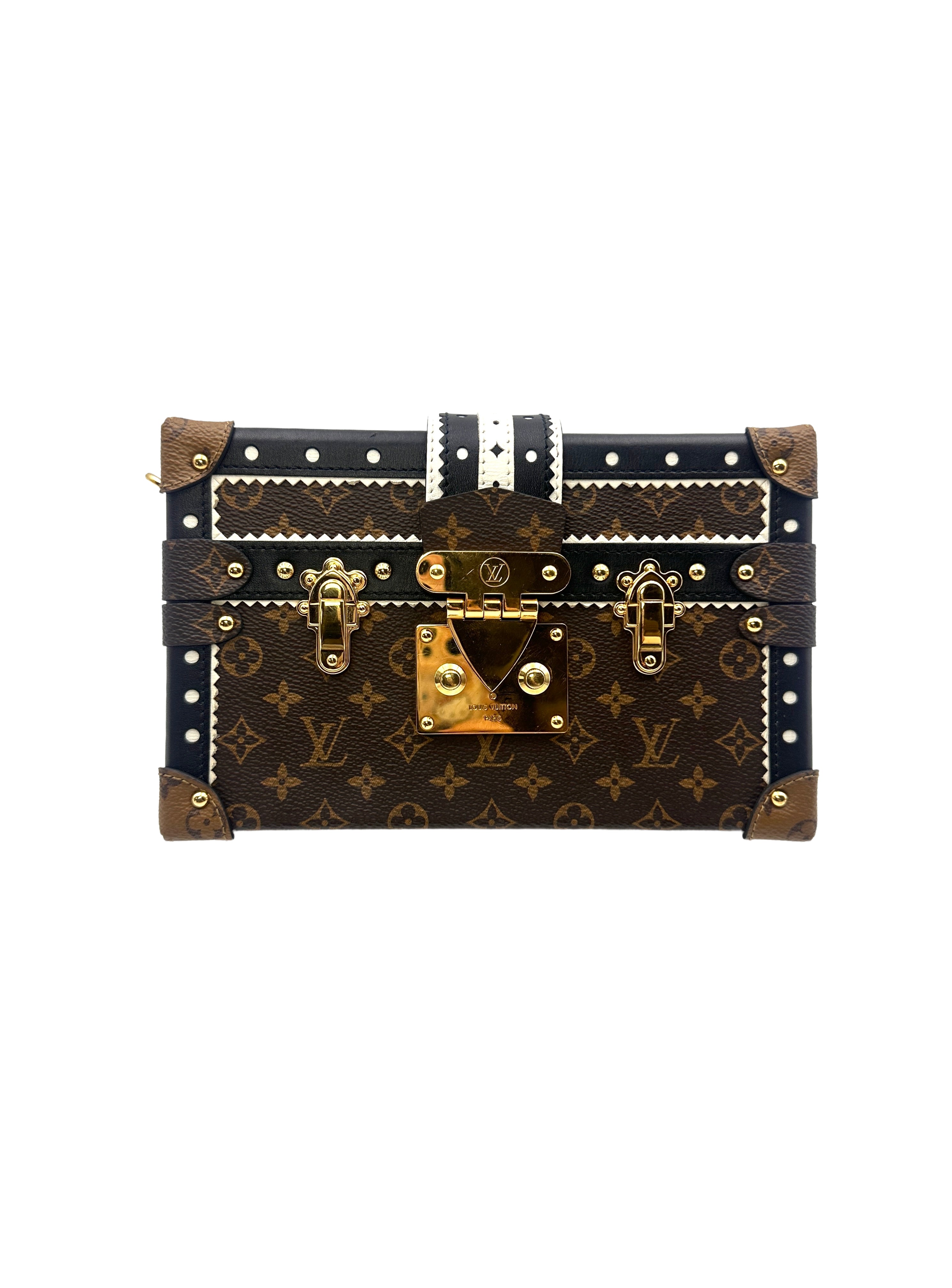 Louis Vuitton Petite Malle Monogram Leather Crossbody Bag With Gold Hardware LV1734