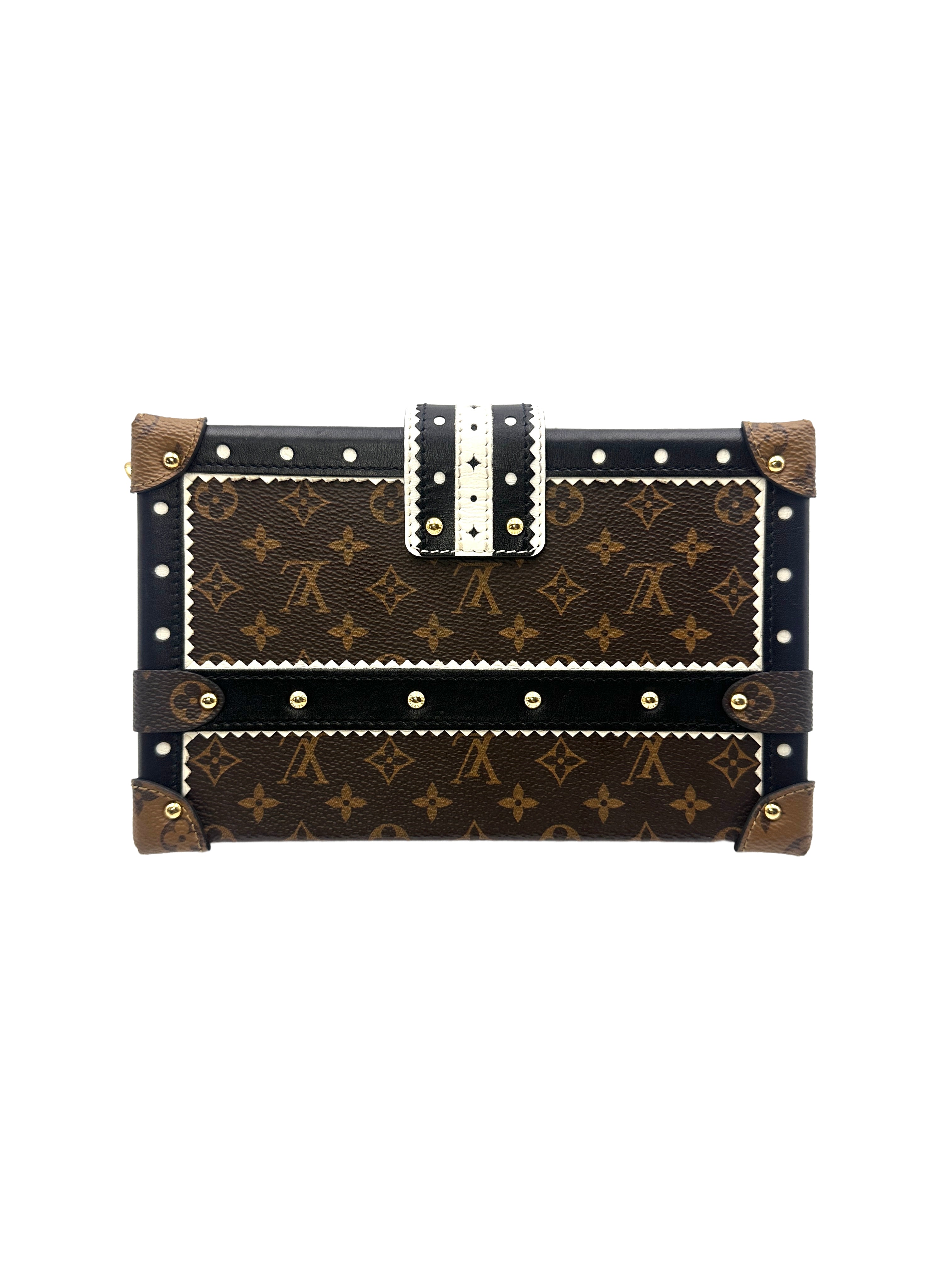 Louis Vuitton Petite Malle Monogram Leather Crossbody Bag With Gold Hardware LV1734