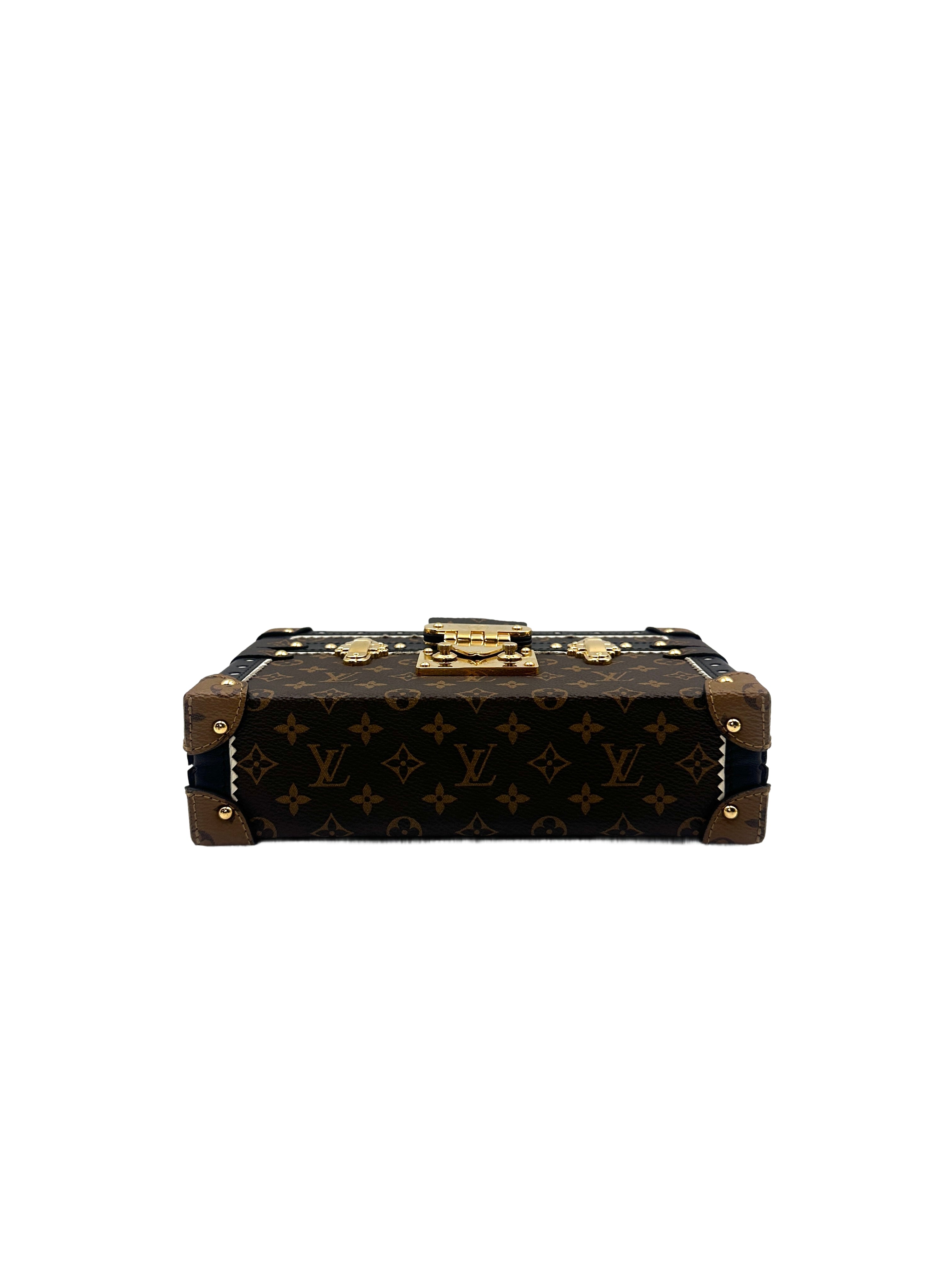Louis Vuitton Petite Malle Monogram Leather Crossbody Bag With Gold Hardware LV1734