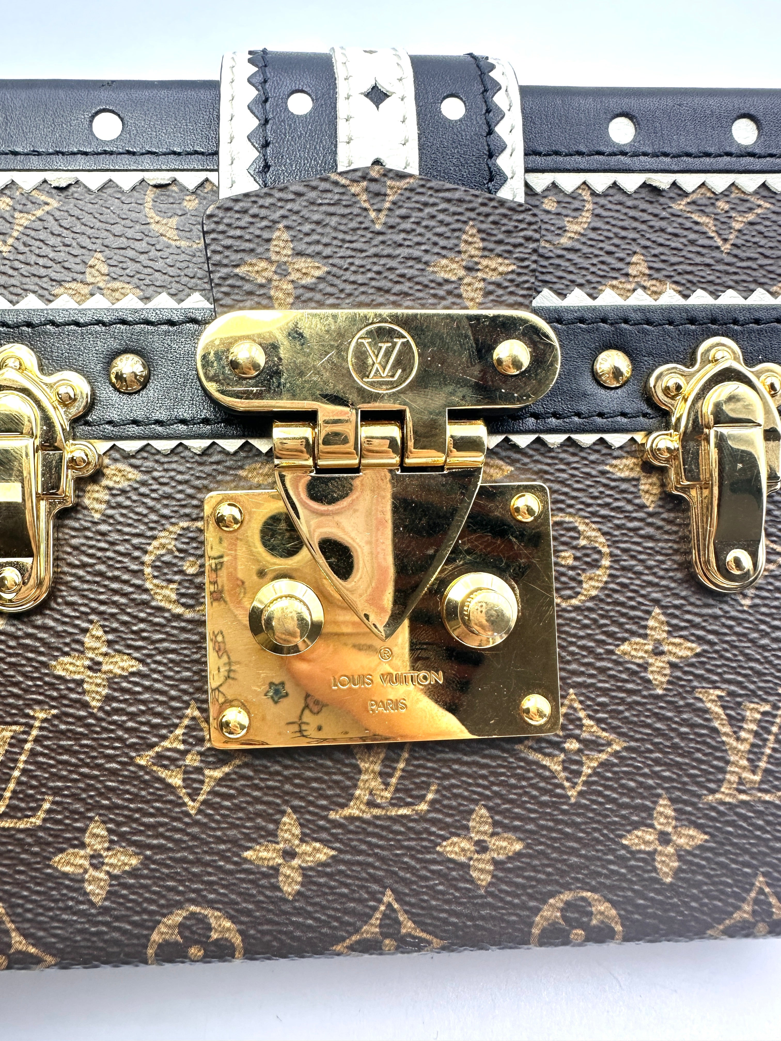 Louis Vuitton Petite Malle Monogram Leather Crossbody Bag With Gold Hardware LV1734