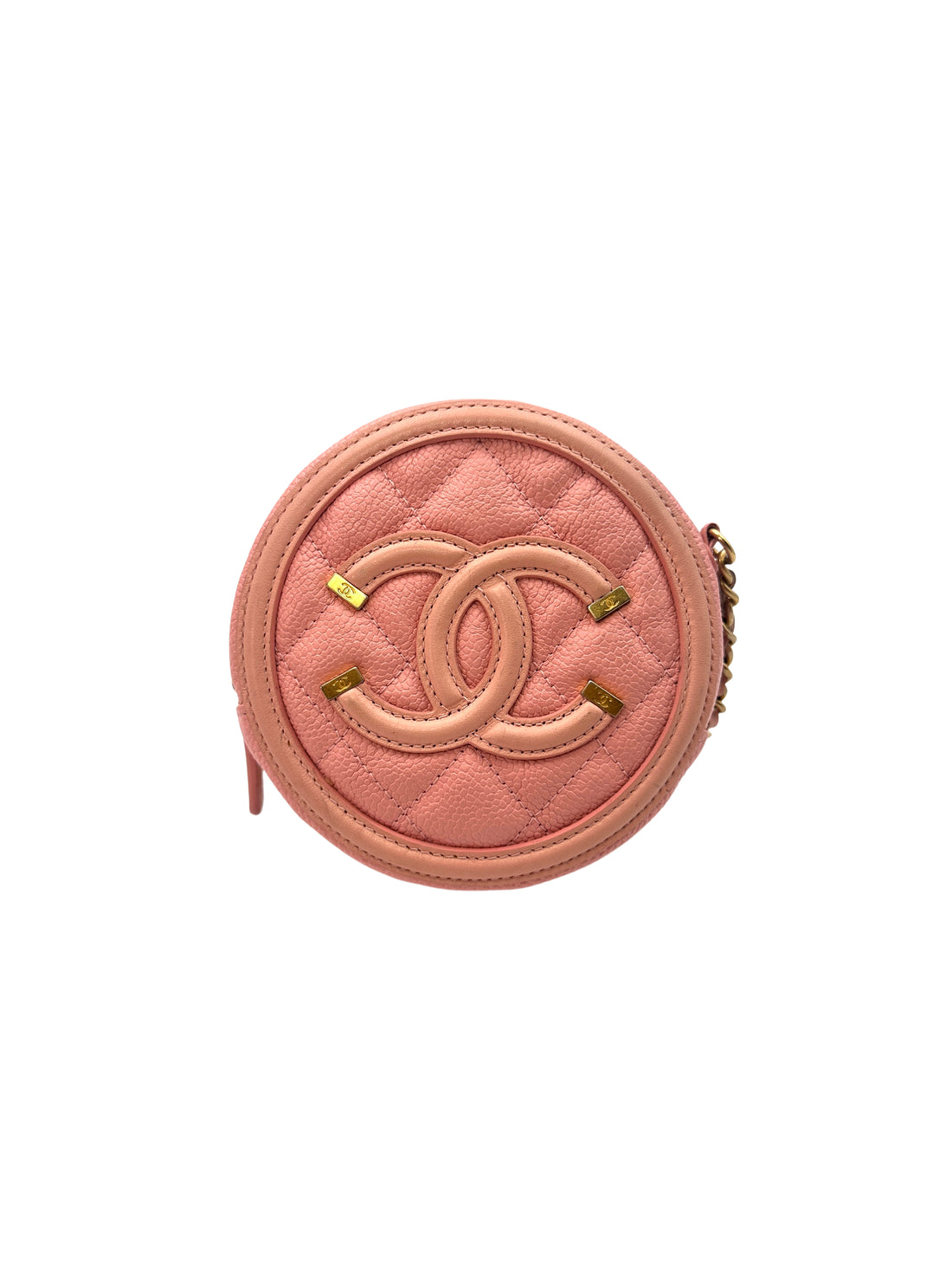 Chanel CC Filigree Pink Caviar Quilted Leather Round Crossbody Bag(27***45) CC1202