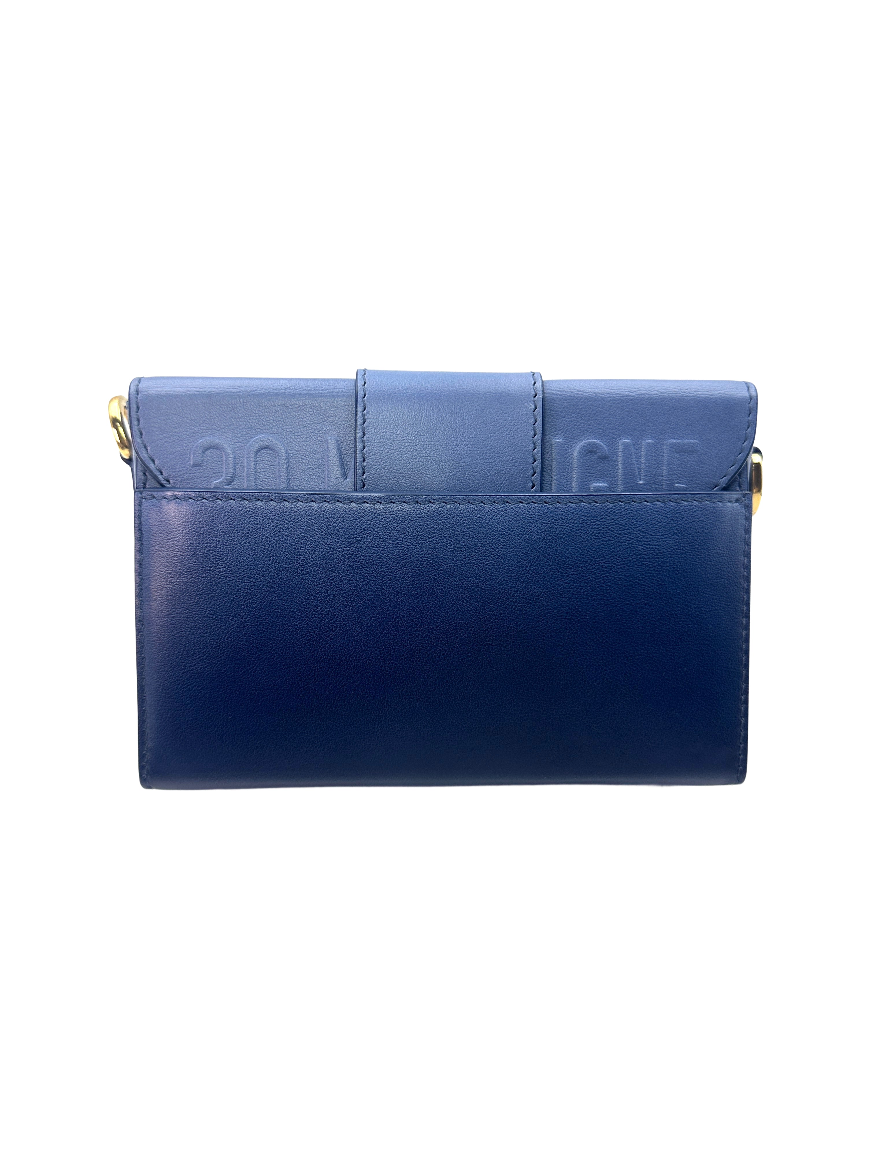 Christian Dior Blue 30 Montaigne Box Crossbody Bag With Gold Hardware DR394