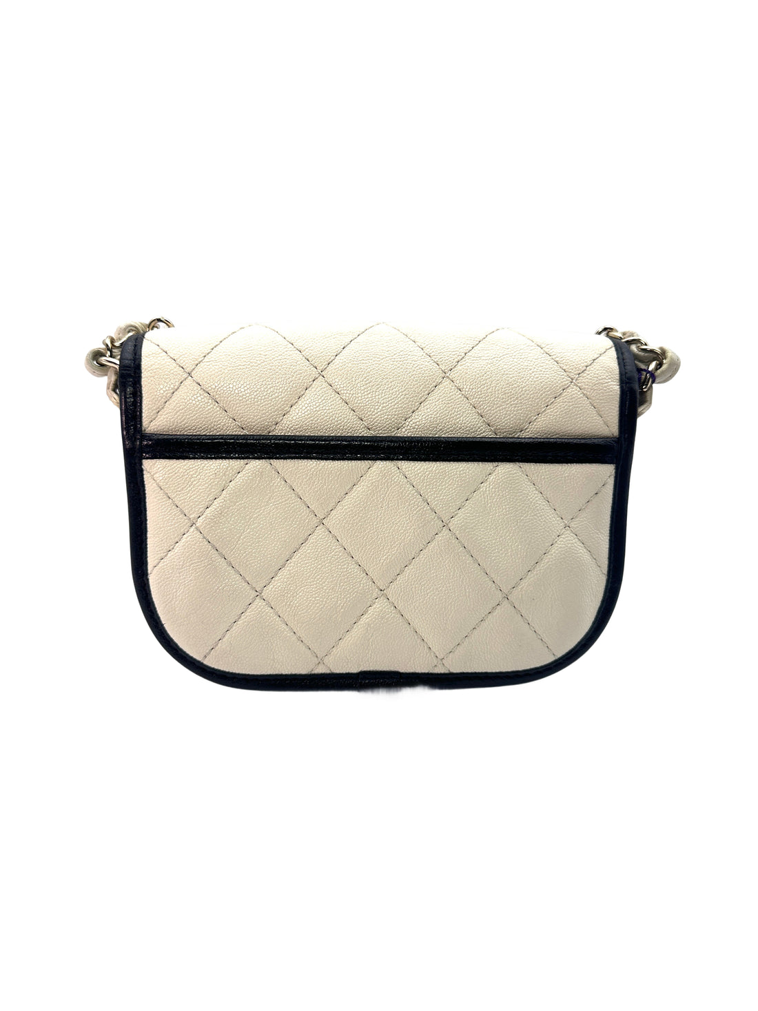 Chanel White Mini CC Quilted Leather Round Flap Messenger Bag(31***36) CC1207