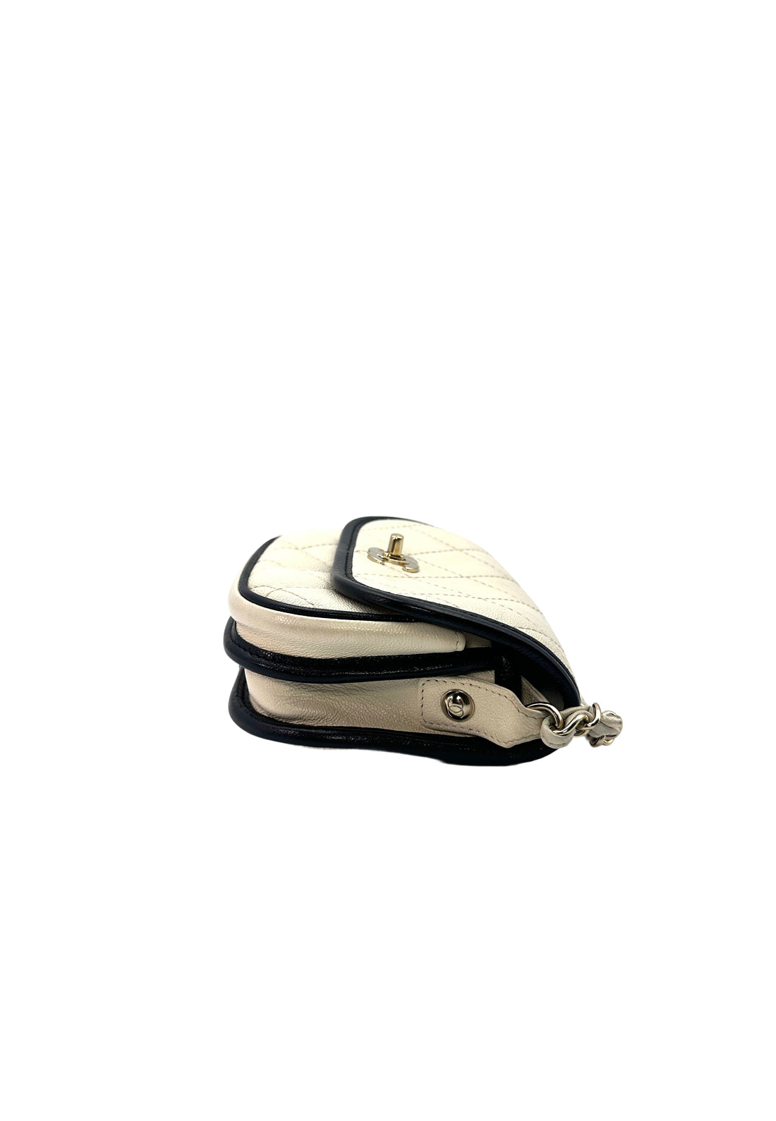 Chanel White Mini CC Quilted Leather Round Flap Messenger Bag(31***36) CC1207
