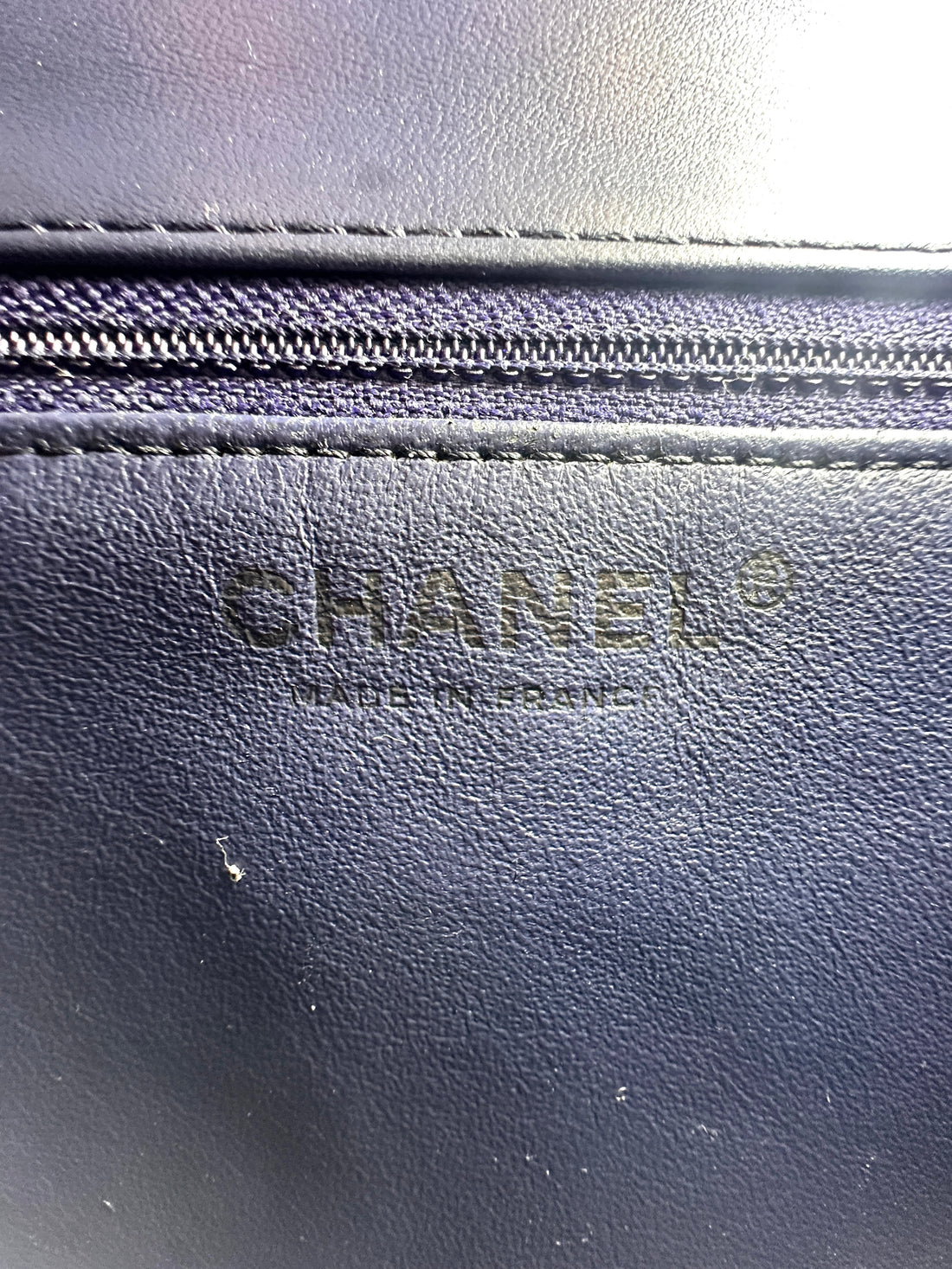 Chanel Dark Blue Leather Cross Stitch Coco Handle Bag(23***76) CC1218