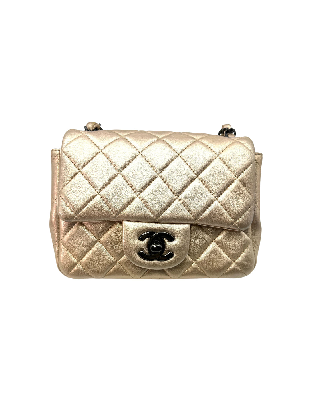 Chanel Gold Quilted Leather Mini Square Flap Chain Bag(31***78) CC1211