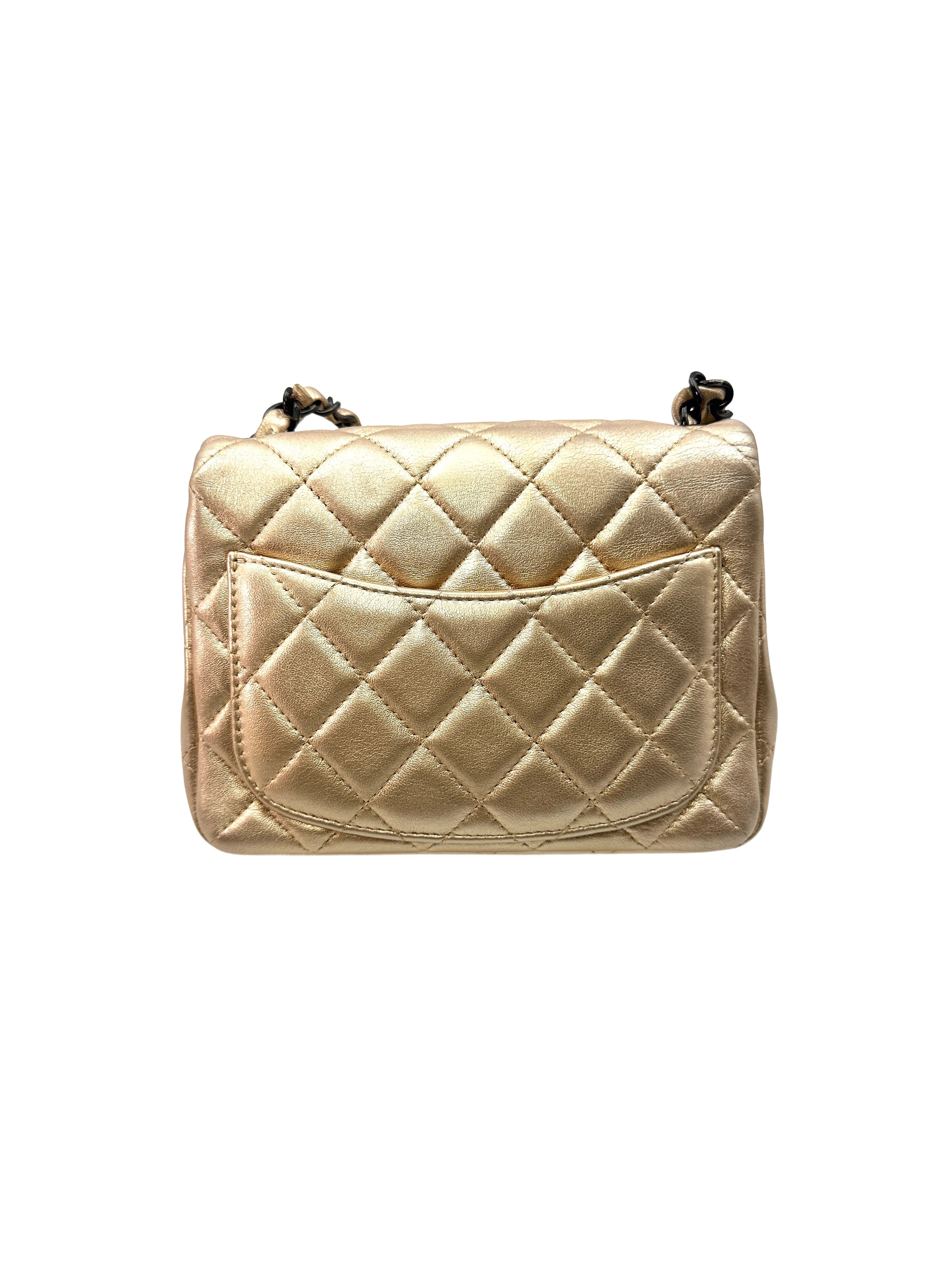Chanel Gold Quilted Leather Mini Square Flap Chain Bag(31***78) CC1211