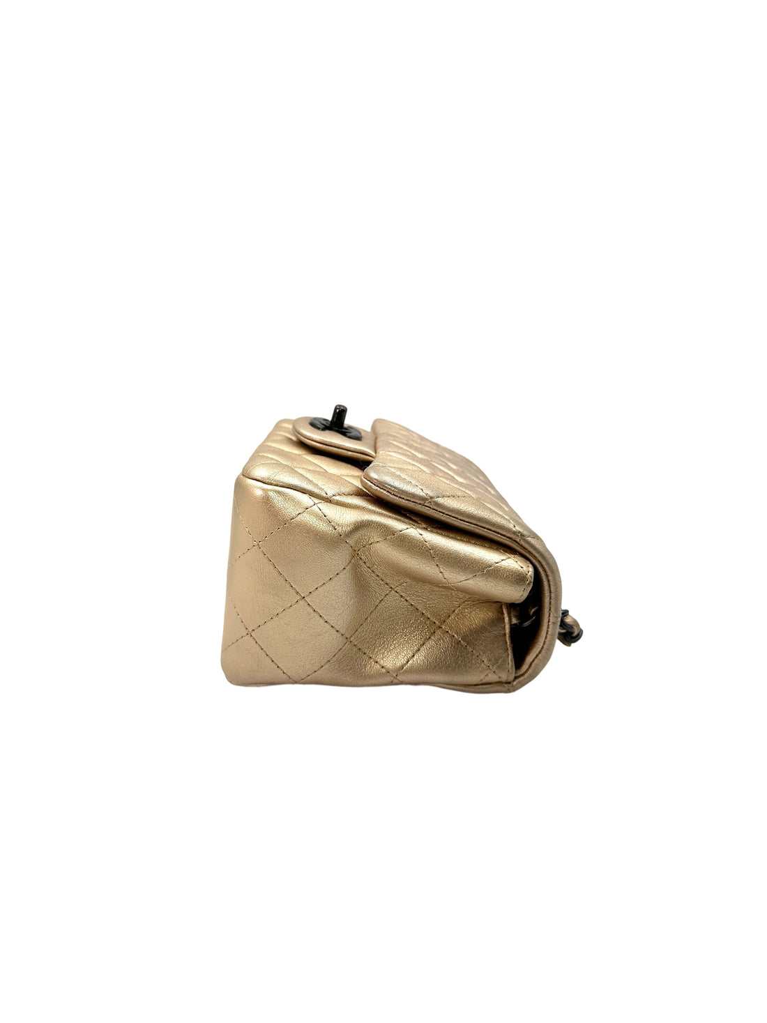 Chanel Gold Quilted Leather Mini Square Flap Chain Bag(31***78) CC1211