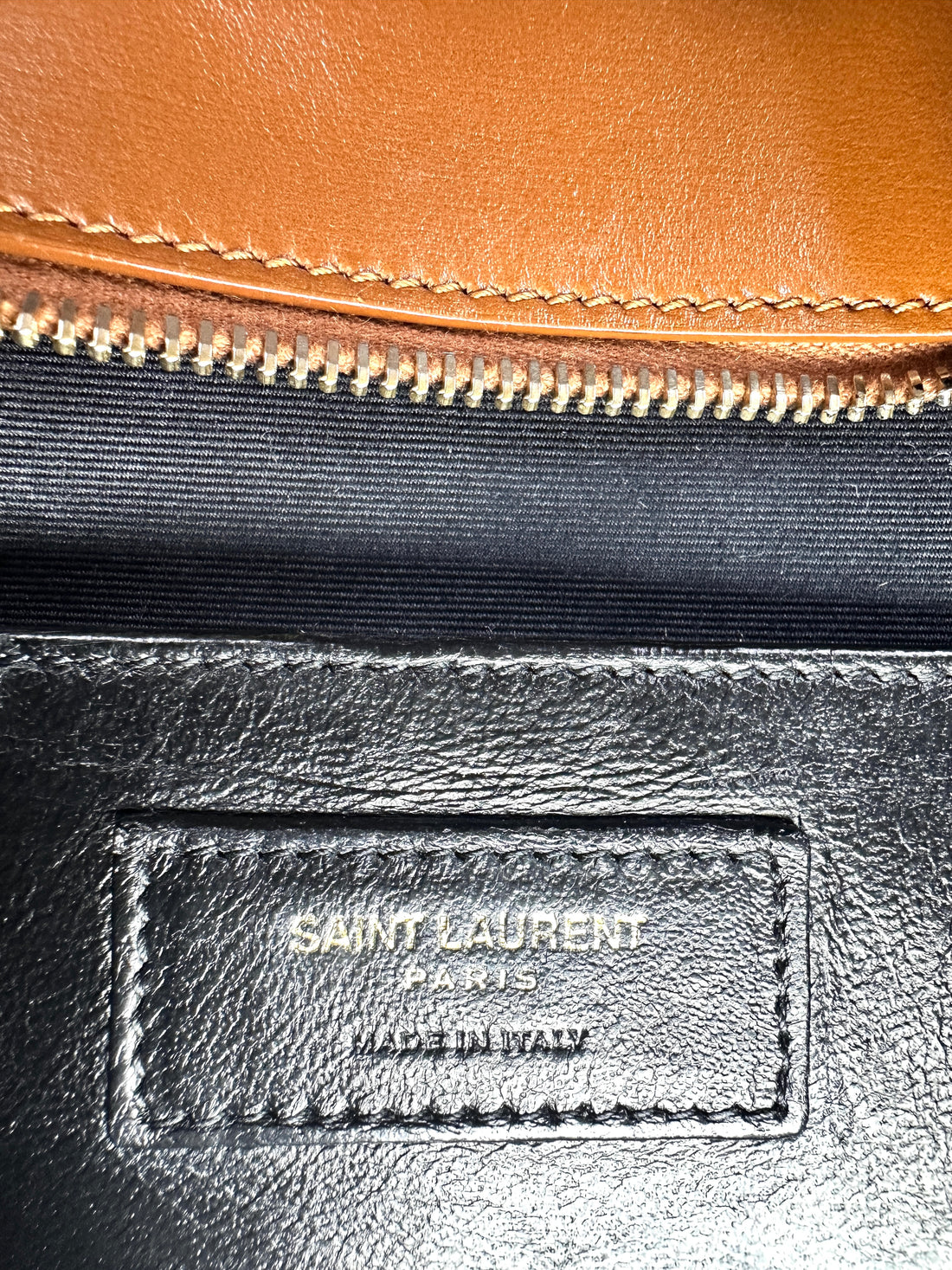 Saint Laurent Uptown Brown/White Handle Bag With Gold Hardware SL153