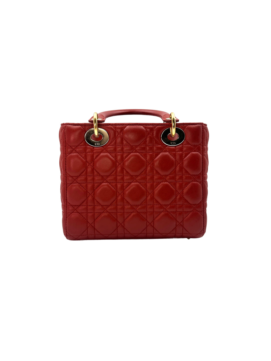 Christian Dior Lady Dior Red Cannage Handle Bag with Charms DR398