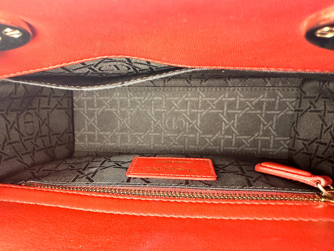 Christian Dior Lady Dior Red Cannage Handle Bag with Charms DR398